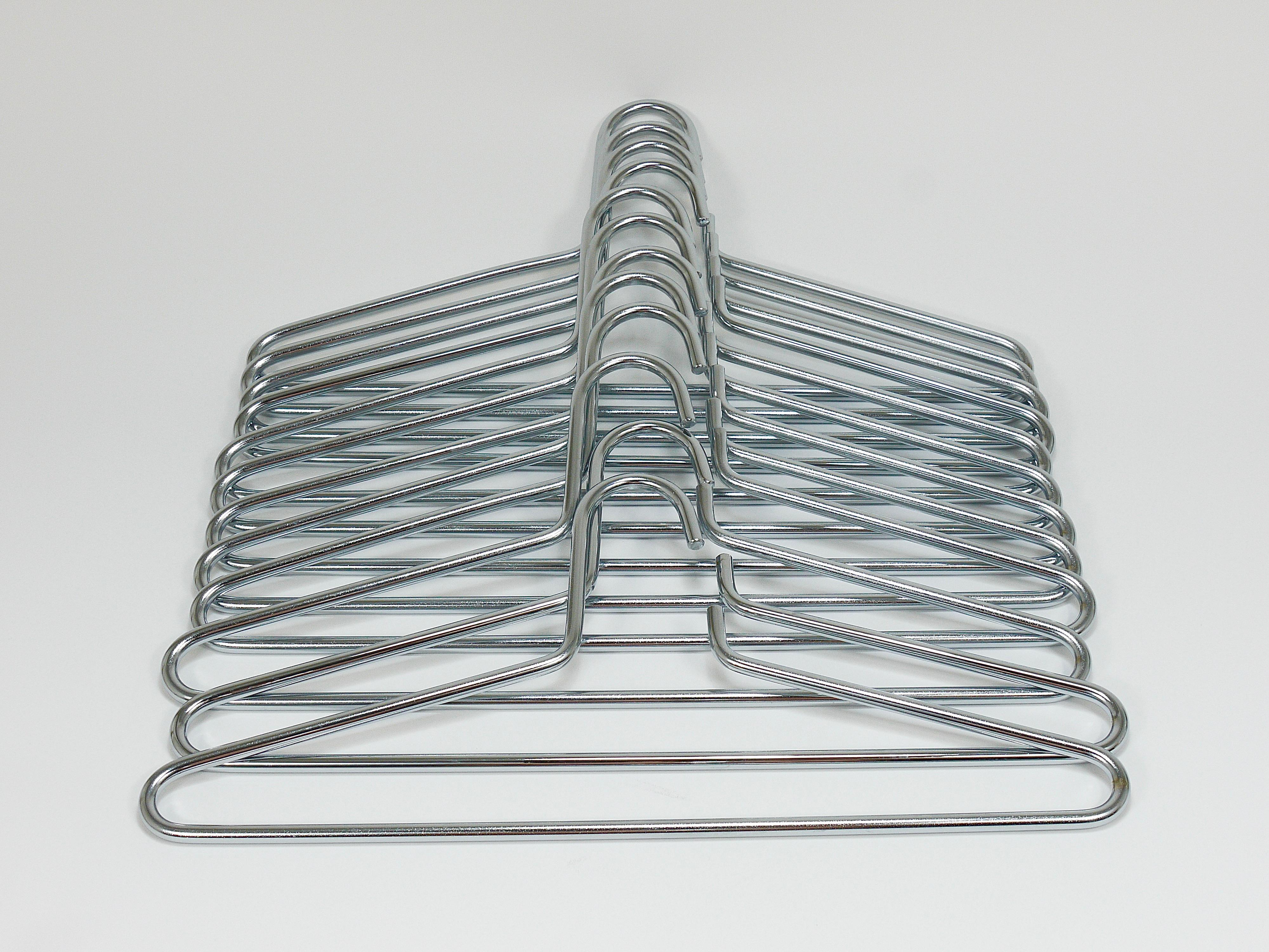 Up to 12 Austrian Modernist Solid Chrome-Plated Coat Hangers from the 1970s For Sale 3