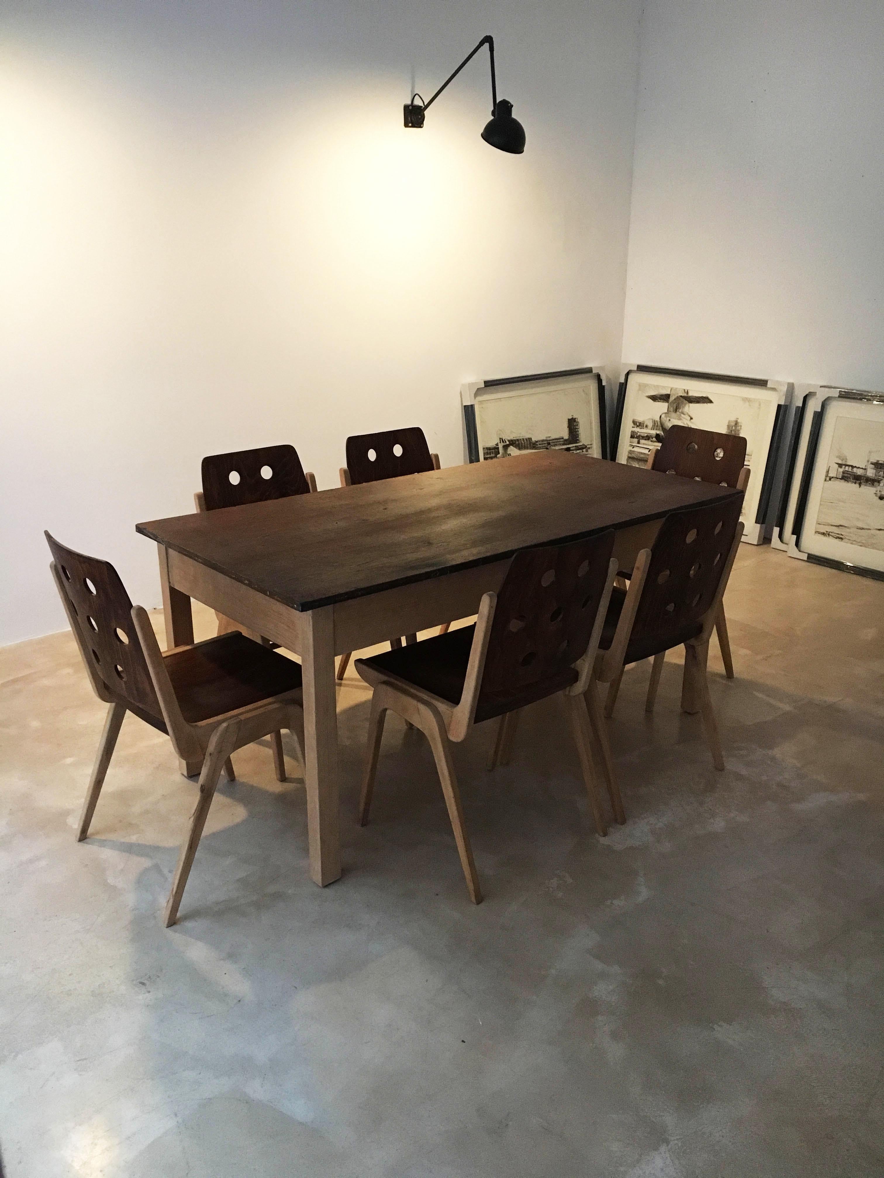 Up to 15 Franz Schuster stacking dining chairs, Model 'Maestro' Austria 1950s. Similar to the more famous Roland Rainer Stadthallen Chair, the Franz Schuster's design for a stacking chair is equally elegant, modern and timeless. The chairs provide a