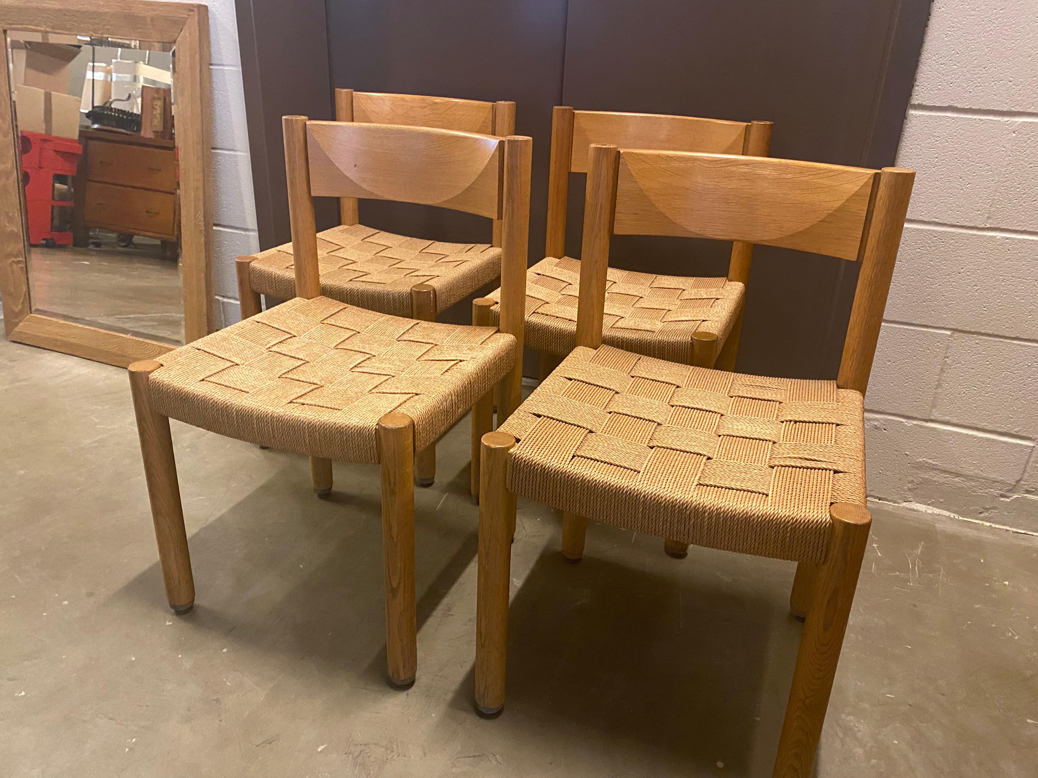 Up to 10 Available, Oak and Rush Dining Chairs by Haussmann, Switzerland, 1960's 2