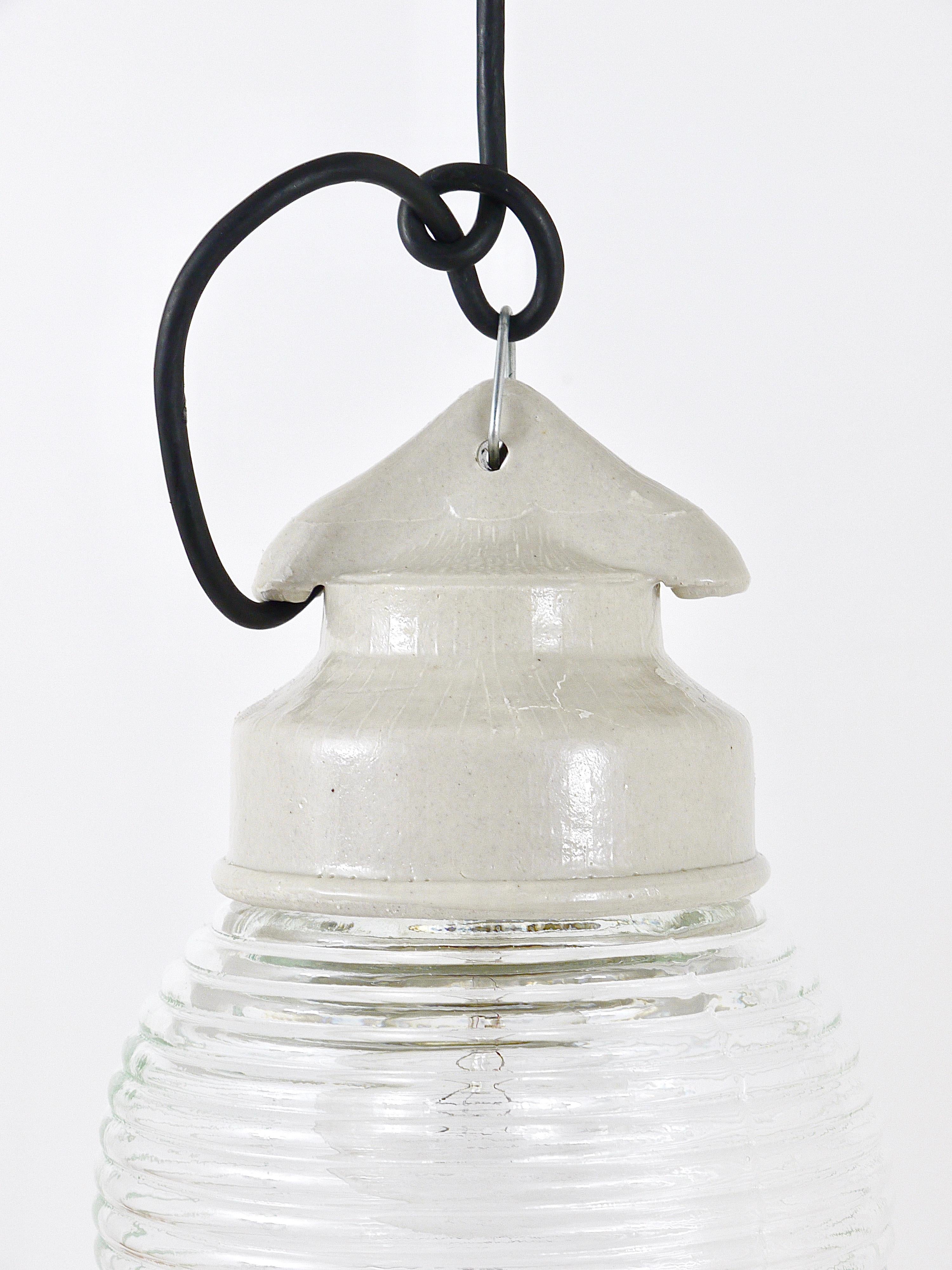 Up to 6 Unused Holophane Porcelain Honey Jar Industrial Pendant Lights For Sale 5