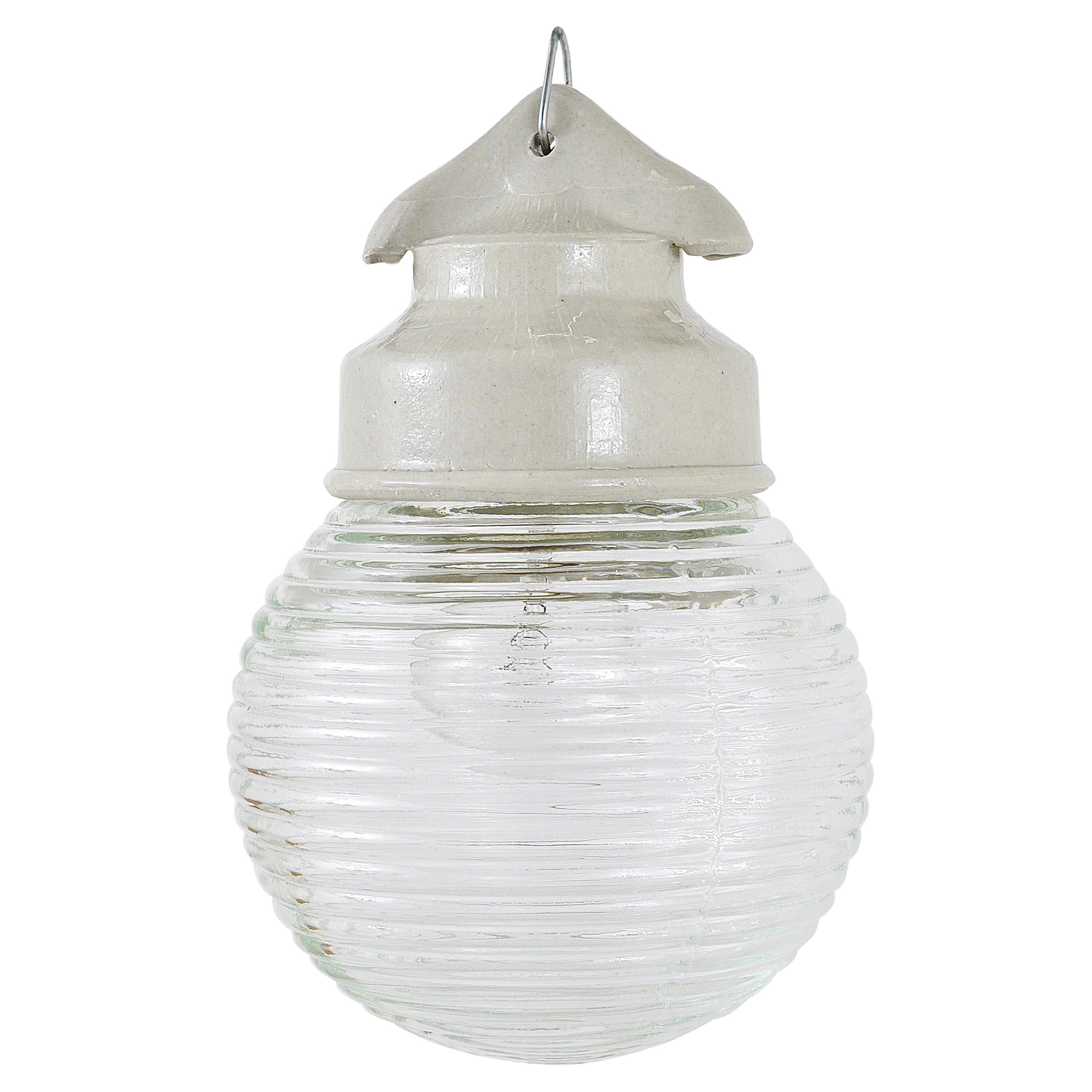 Up to 6 Unused Holophane Porcelain Honey Jar Industrial Pendant Lights