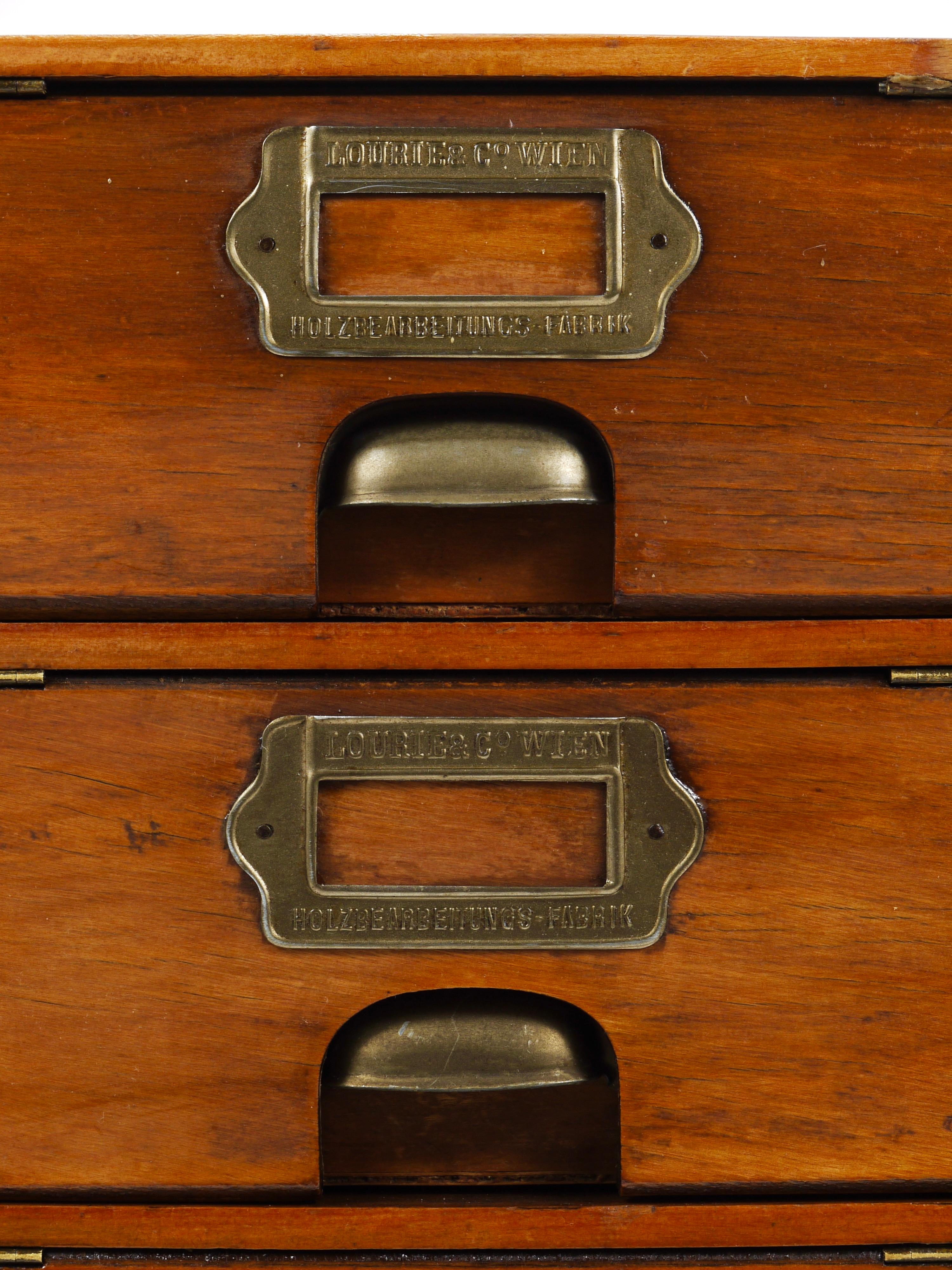 Up&Up Cassettiera in legno antico, schedario, Lourié & Co Vienna 1910 in vendita 5