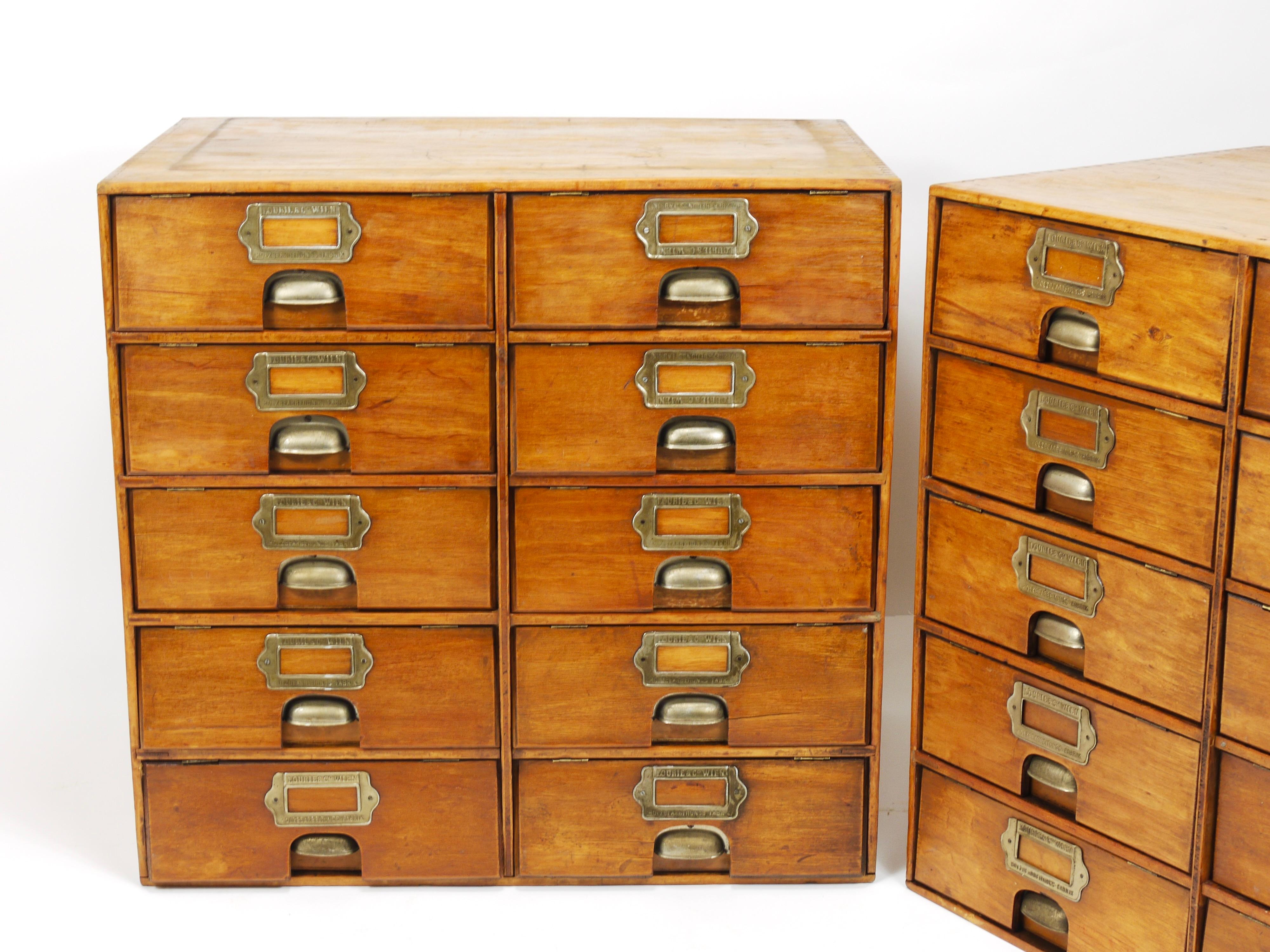 Up&Up Cassettiera in legno antico, schedario, Lourié & Co Vienna 1910 in vendita 9
