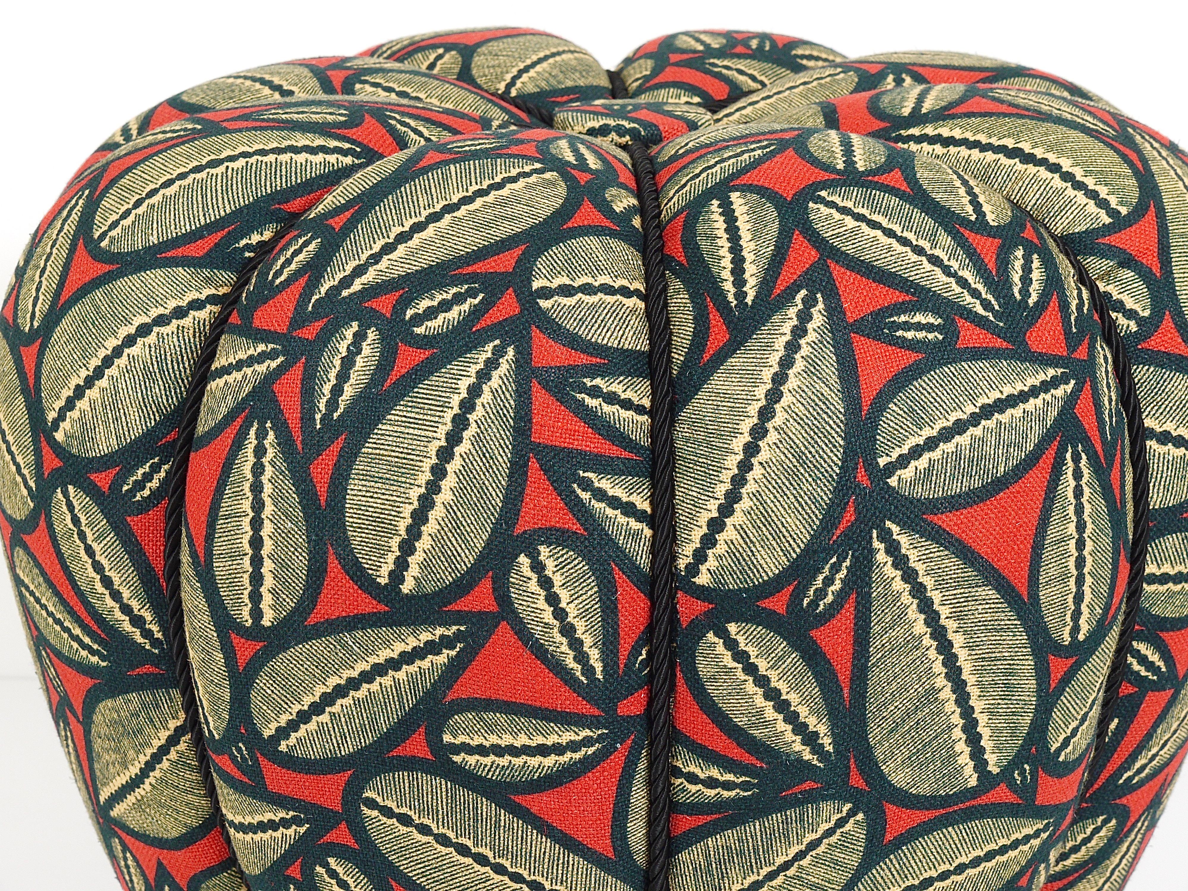 Up to 3 Art Deco Jindrich Halabala Stool, Leaf Pattern, Pouf, Ottoman, 1930s For Sale 4