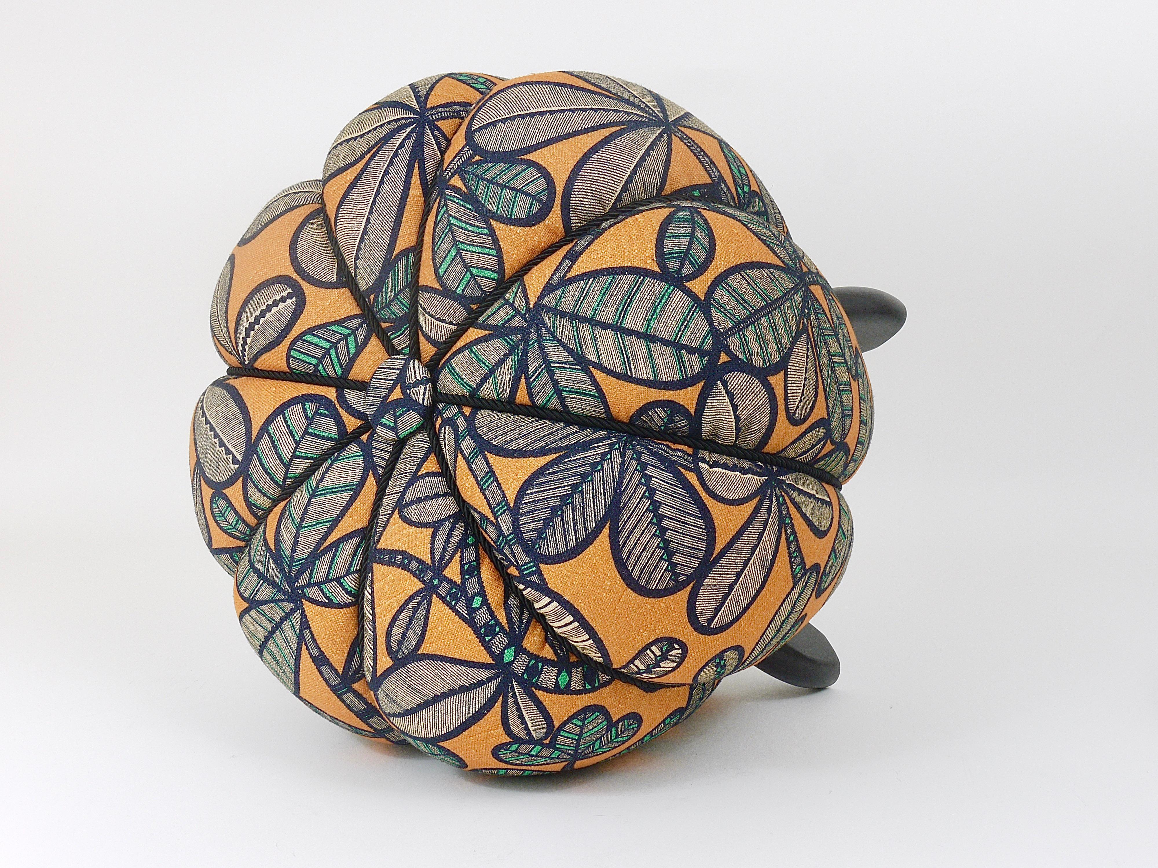 Up to 3 Art Deco Jindrich Halabala Stool, Leaf Pattern, Pouf, Ottoman, 1930s For Sale 6