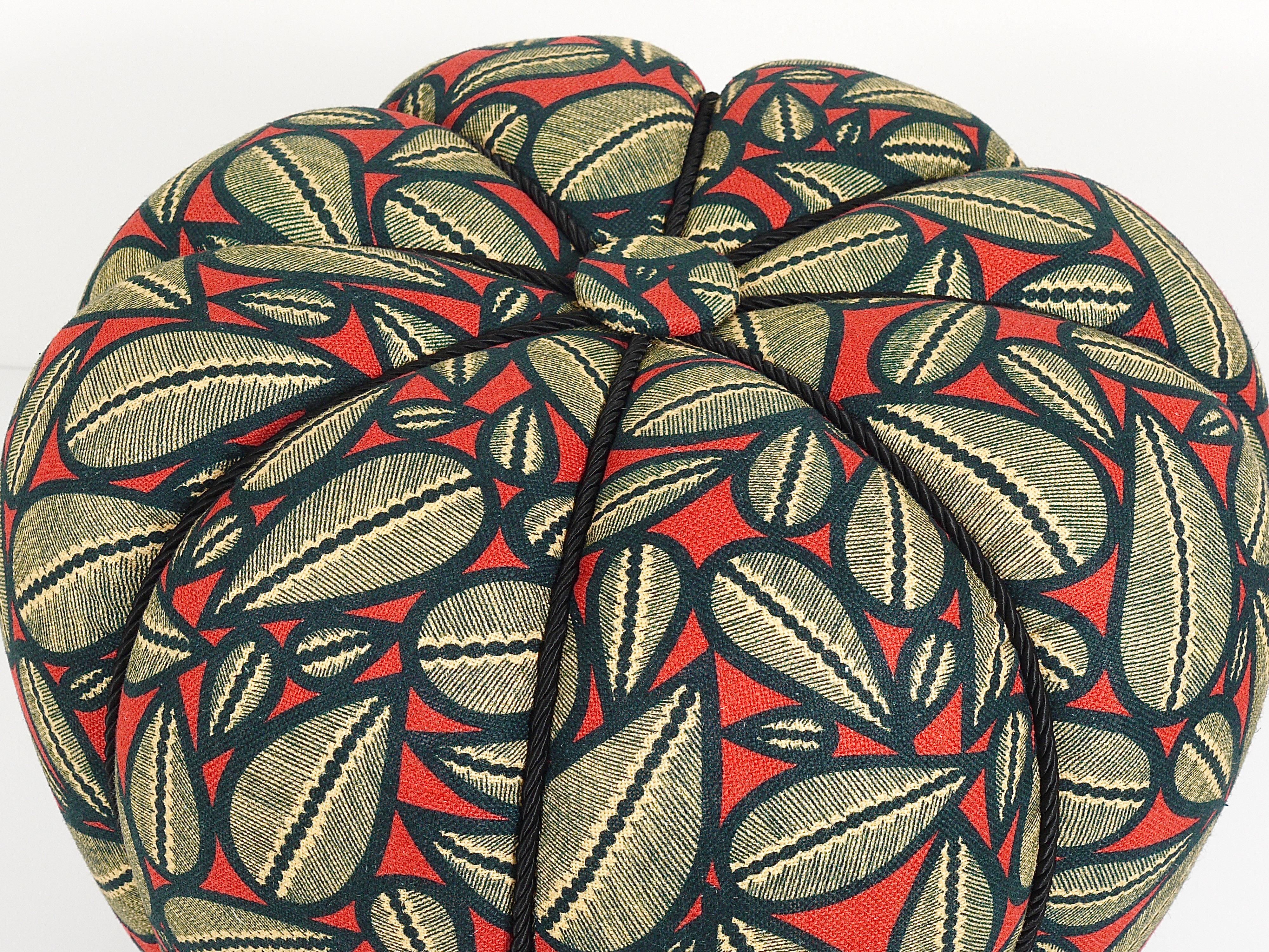 Up to 3 Art Deco Jindrich Halabala Stool, Leaf Pattern, Pouf, Ottoman, 1930s For Sale 6