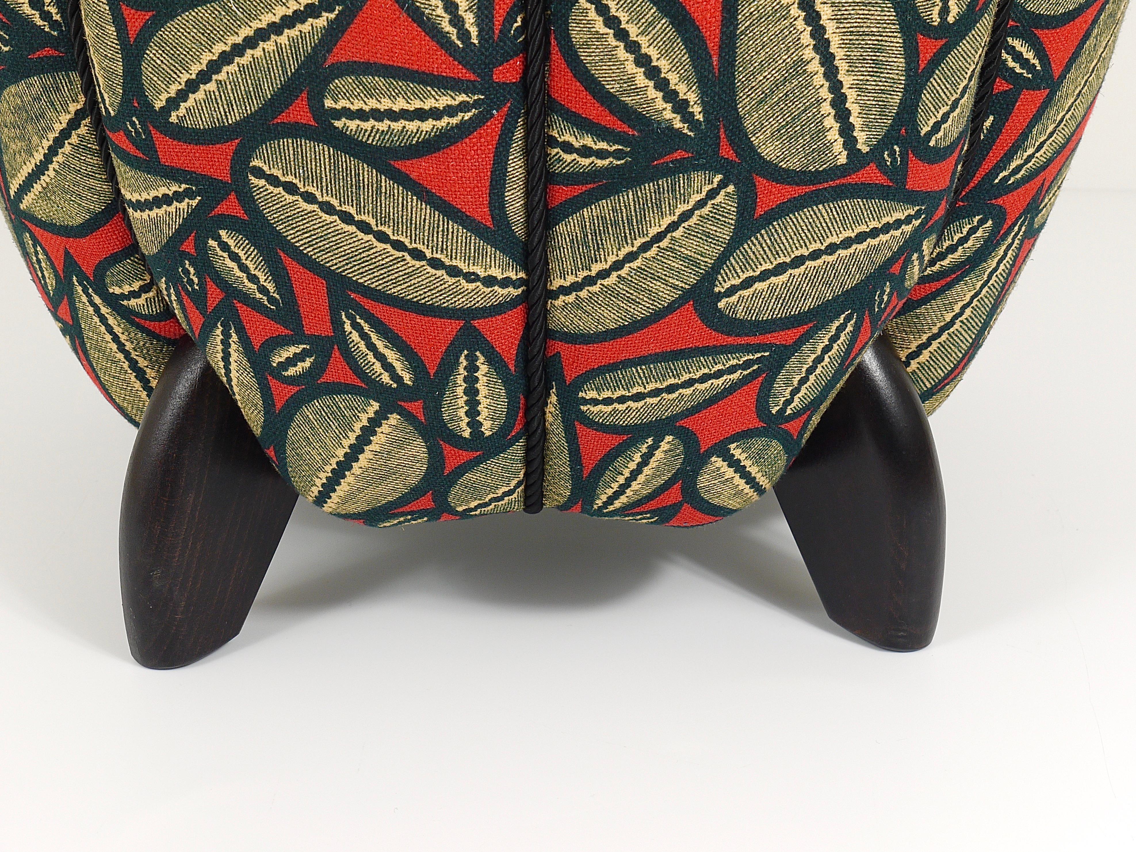 Up to 3 Art Deco Jindrich Halabala Stool, Leaf Pattern, Pouf, Ottoman, 1930s For Sale 8