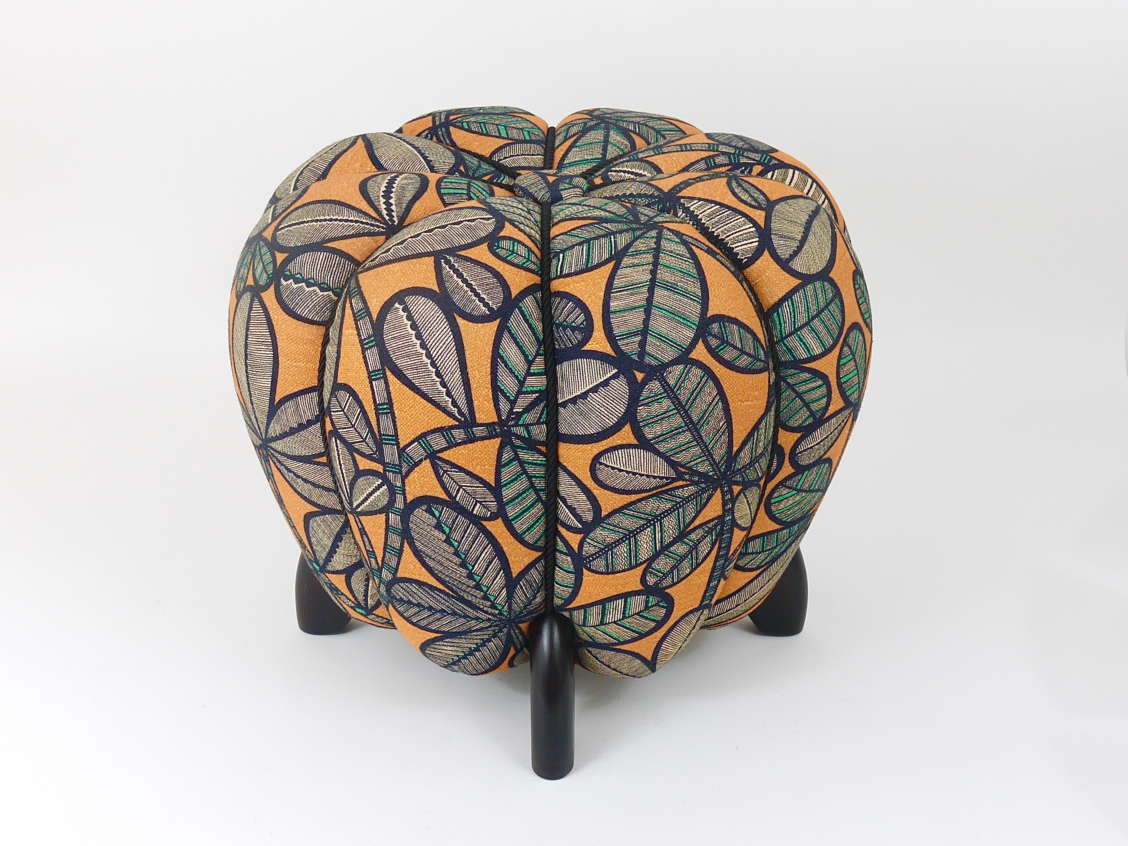 Up to 3 Art Deco Jindrich Halabala Stool, Leaf Pattern, Pouf, Ottoman, 1930s For Sale 13
