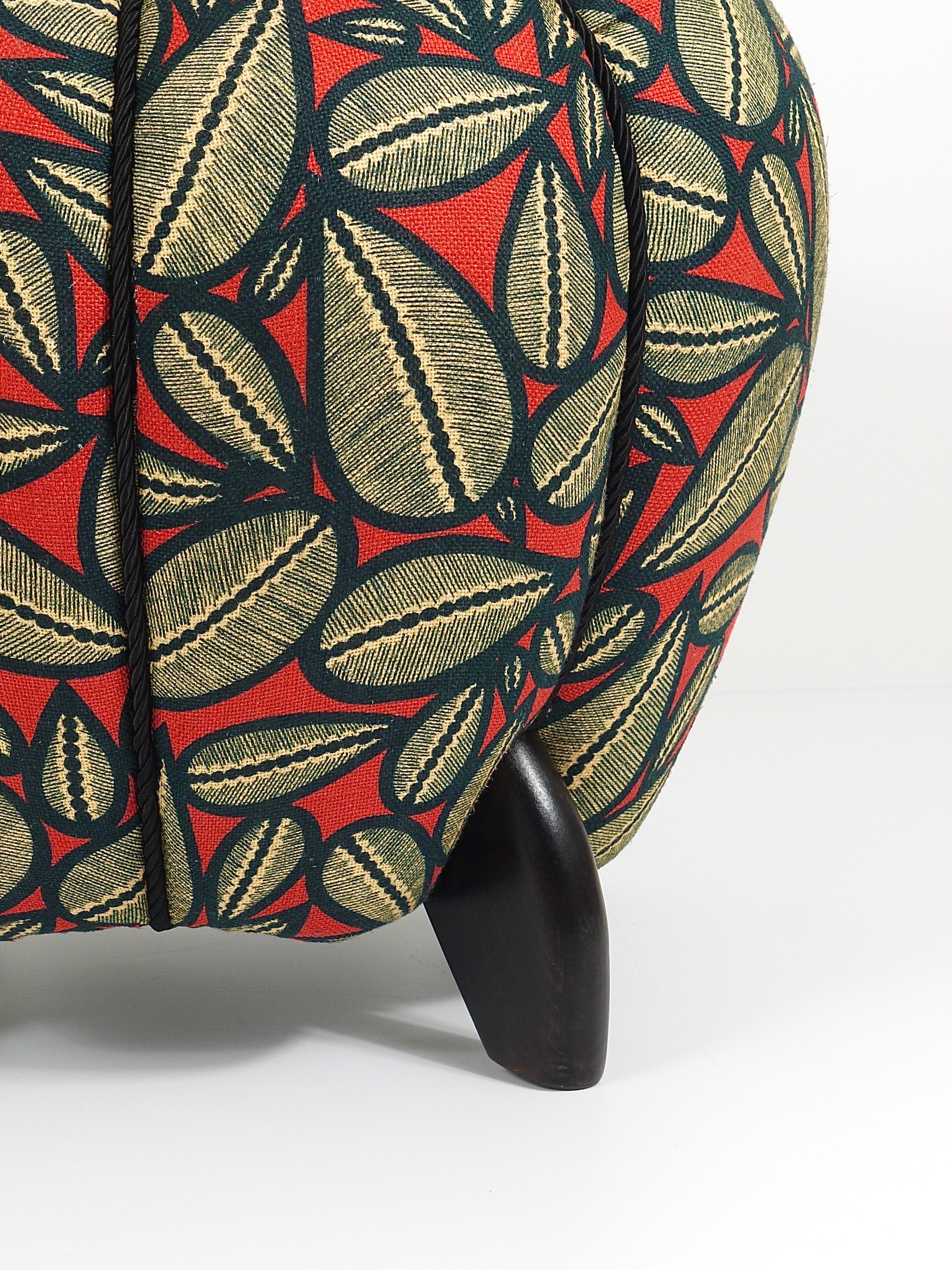 Up to 3 Art Deco Jindrich Halabala Stool, Leaf Pattern, Pouf, Ottoman, 1930s For Sale 14
