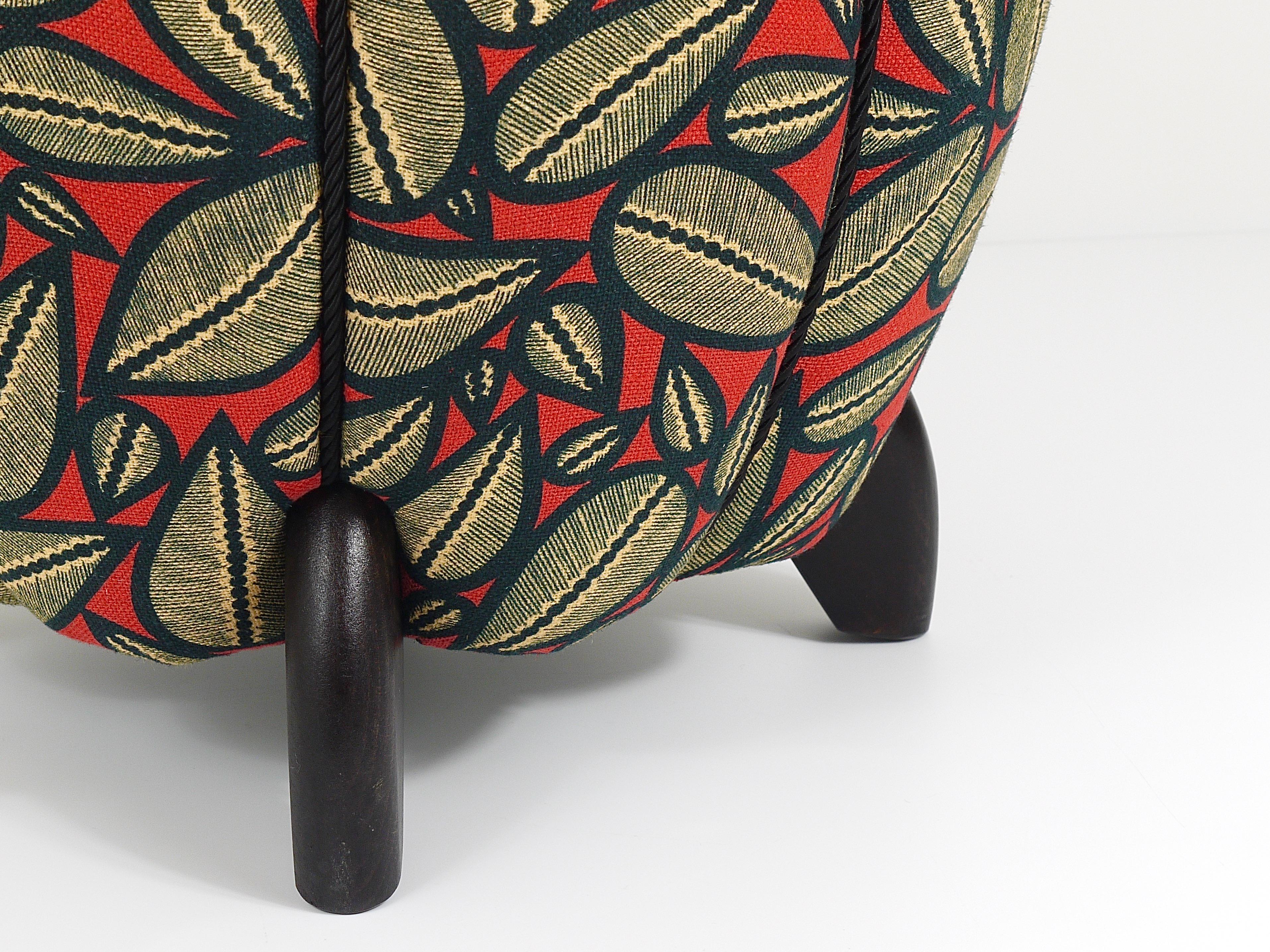 Up to 3 Art Deco Jindrich Halabala Stool, Leaf Pattern, Pouf, Ottoman, 1930s For Sale 1