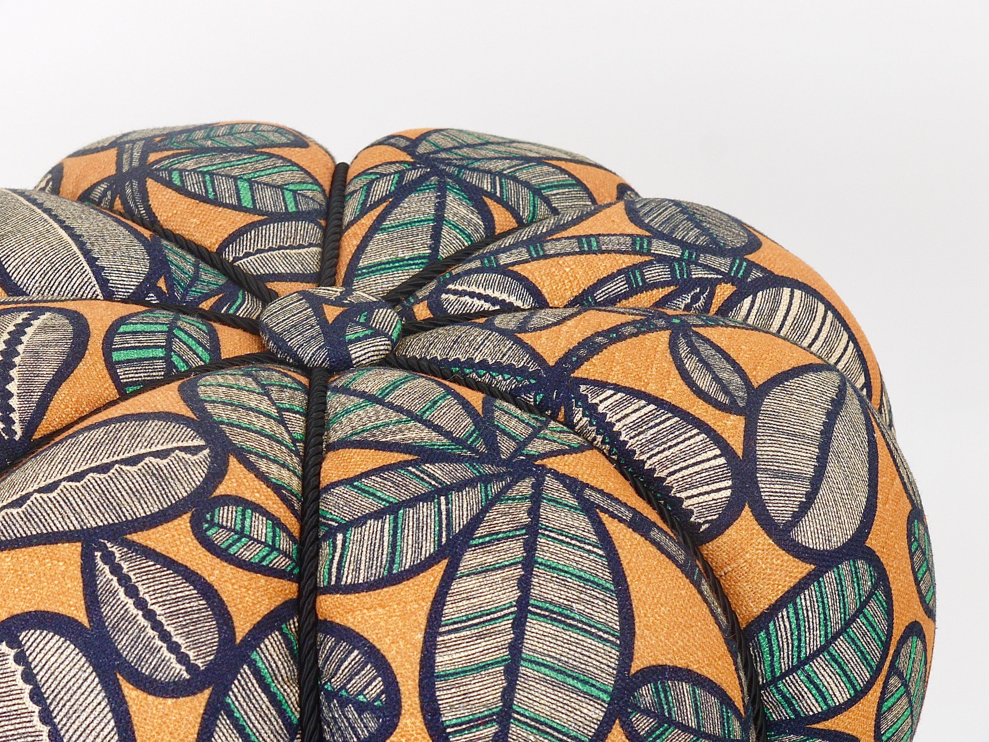 Up to 3 Art Deco Jindrich Halabala Stool, Leaf Pattern, Pouf, Ottoman, 1930s For Sale 1