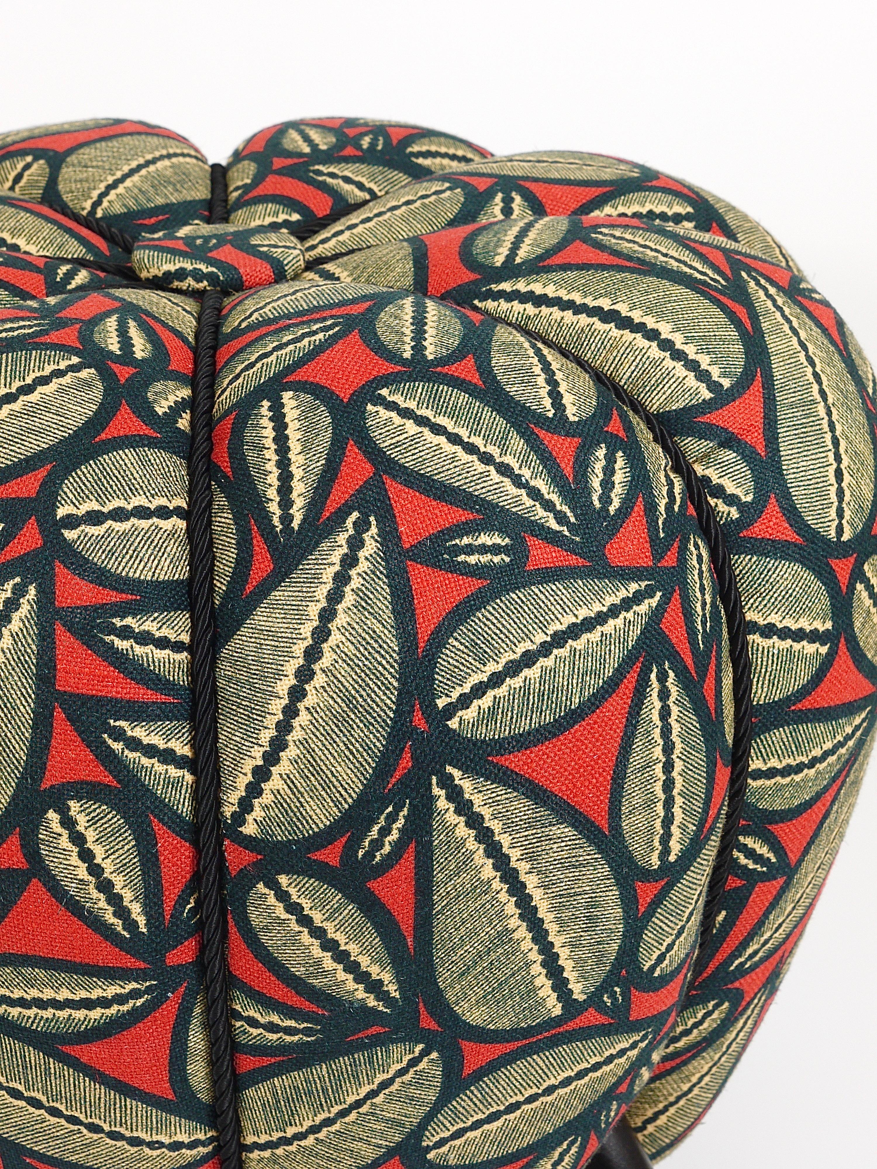 Up to 3 Art Deco Jindrich Halabala Stool, Leaf Pattern, Pouf, Ottoman, 1930s For Sale 2