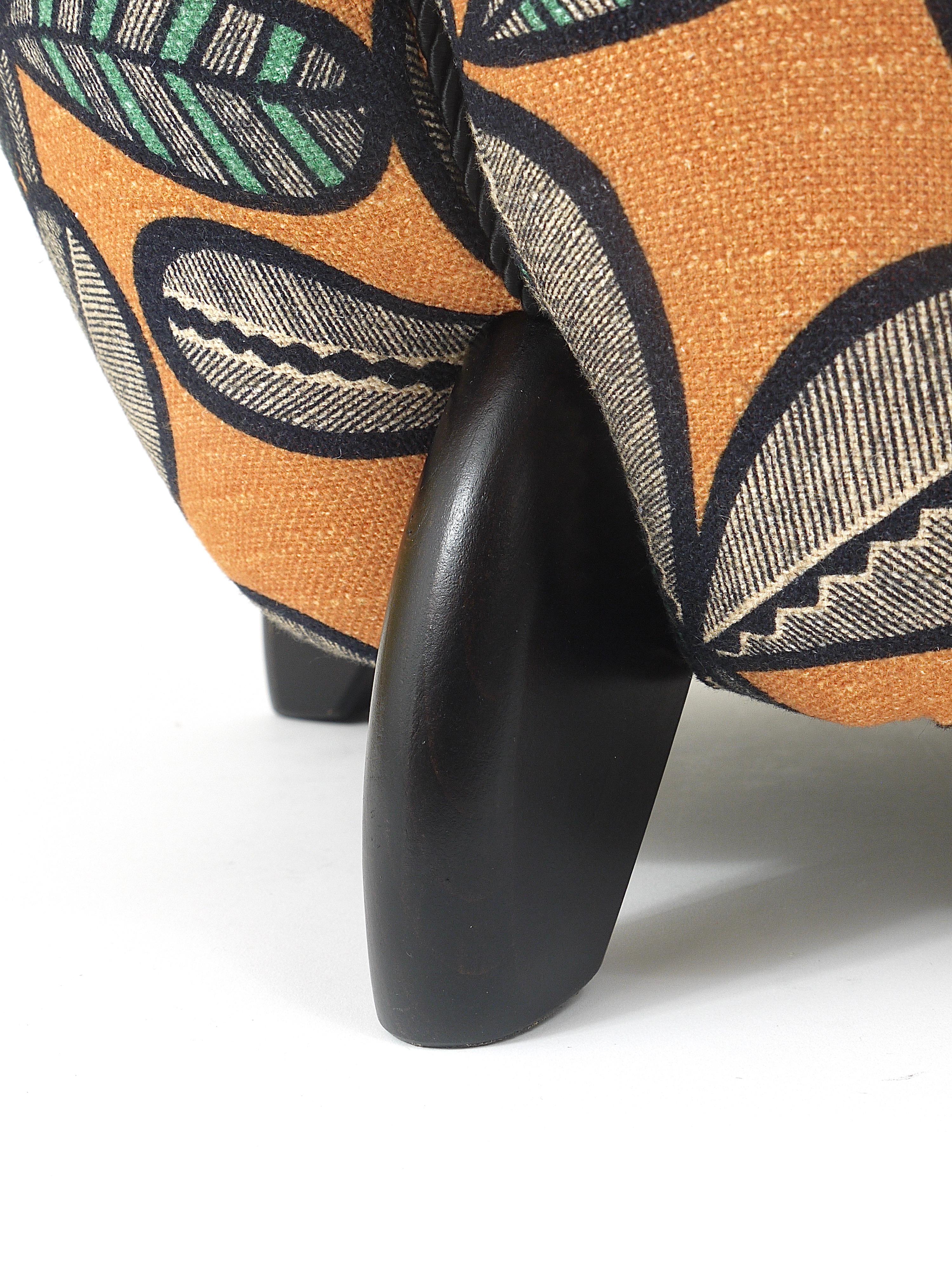 Up to 3 Art Deco Jindrich Halabala Stool, Leaf Pattern, Pouf, Ottoman, 1930s For Sale 2