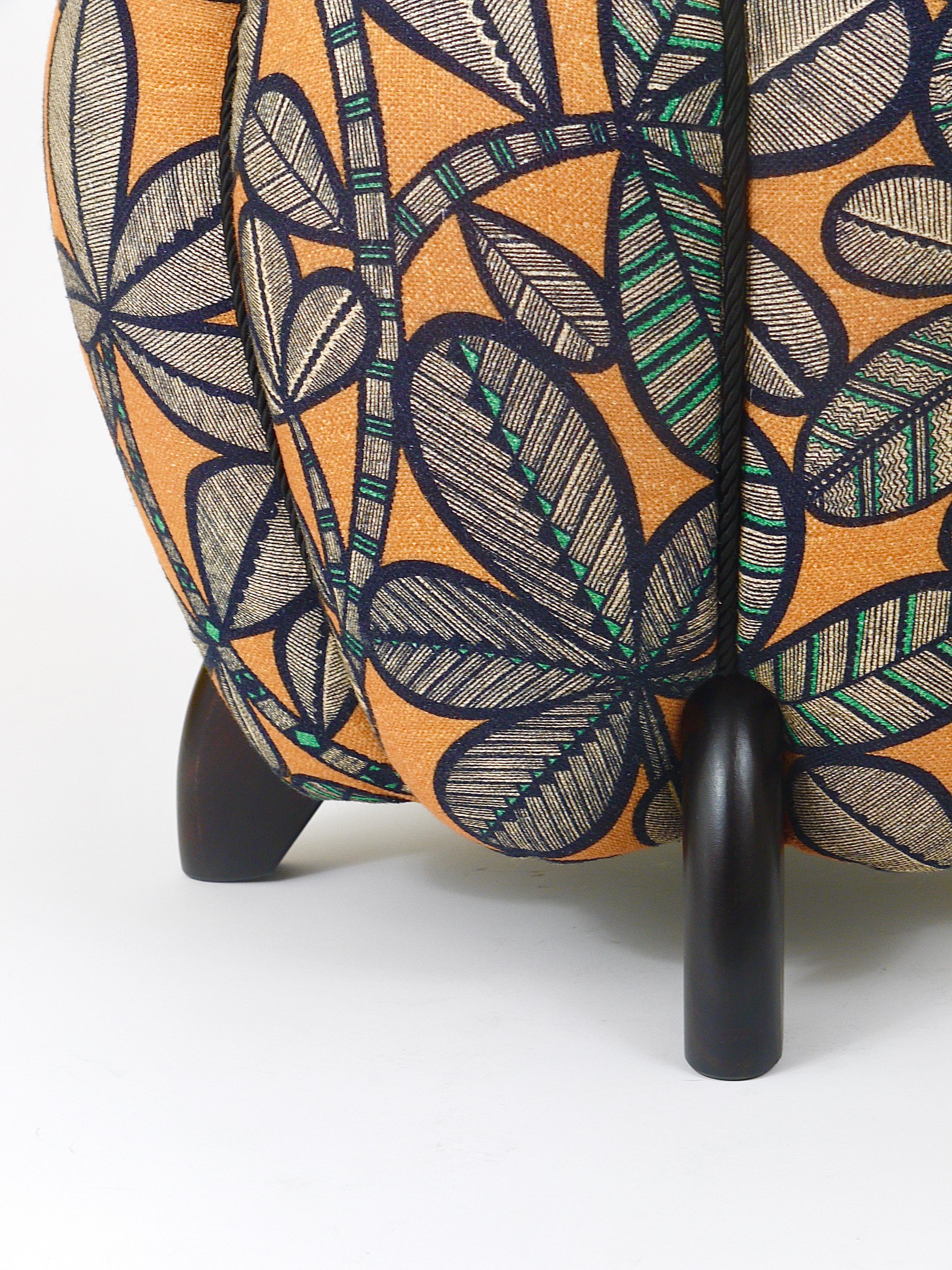 Up to 3 Art Deco Jindrich Halabala Stool, Leaf Pattern, Pouf, Ottoman, 1930s For Sale 3