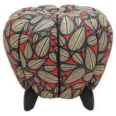 Up to 3 Art Deco Jindrich Halabala Stool, Leaf Pattern, Pouf, Ottoman, 1930s