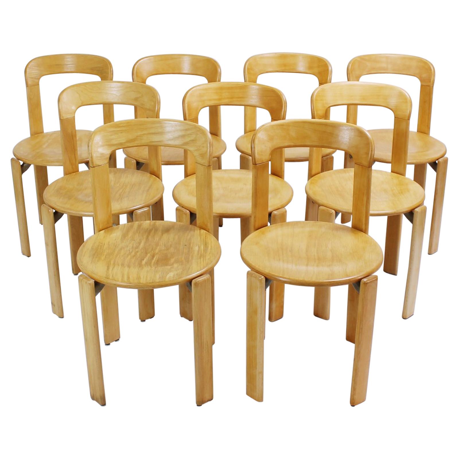   Stacking Chairs by Bruno Rey for Dietiker Switzerland, 1970 For Sale