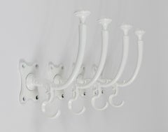 Up to Eight White Art Nouveau Wall Coat Hooks, Austria, 1920s
