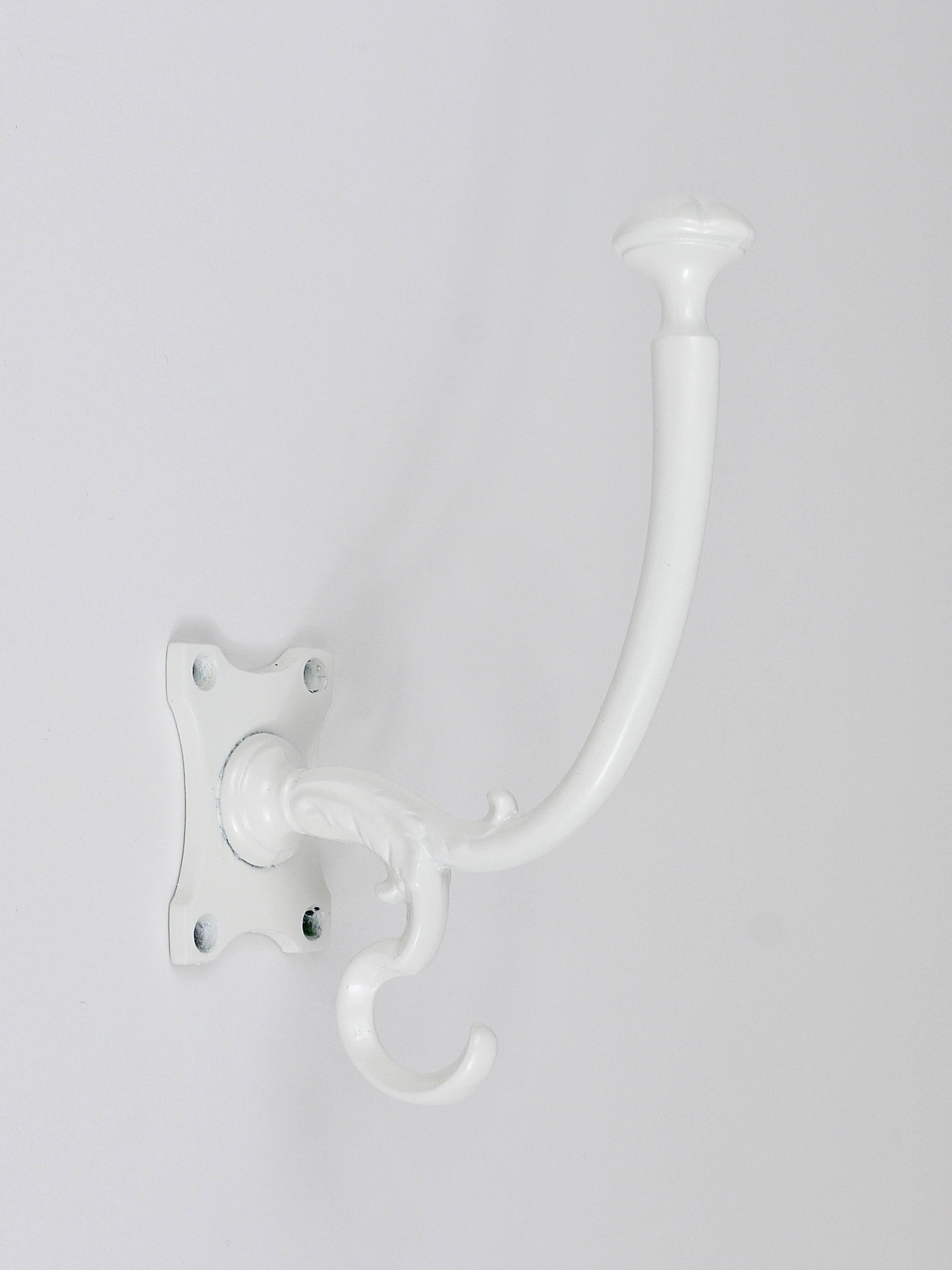 Up to Eight White Art Nouveau Wall Coat Hooks, Austria, 1920s In Excellent Condition In Vienna, AT