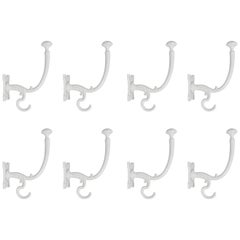 Up to Eight White Art Nouveau Wall Coat Hooks, Austria, 1920s