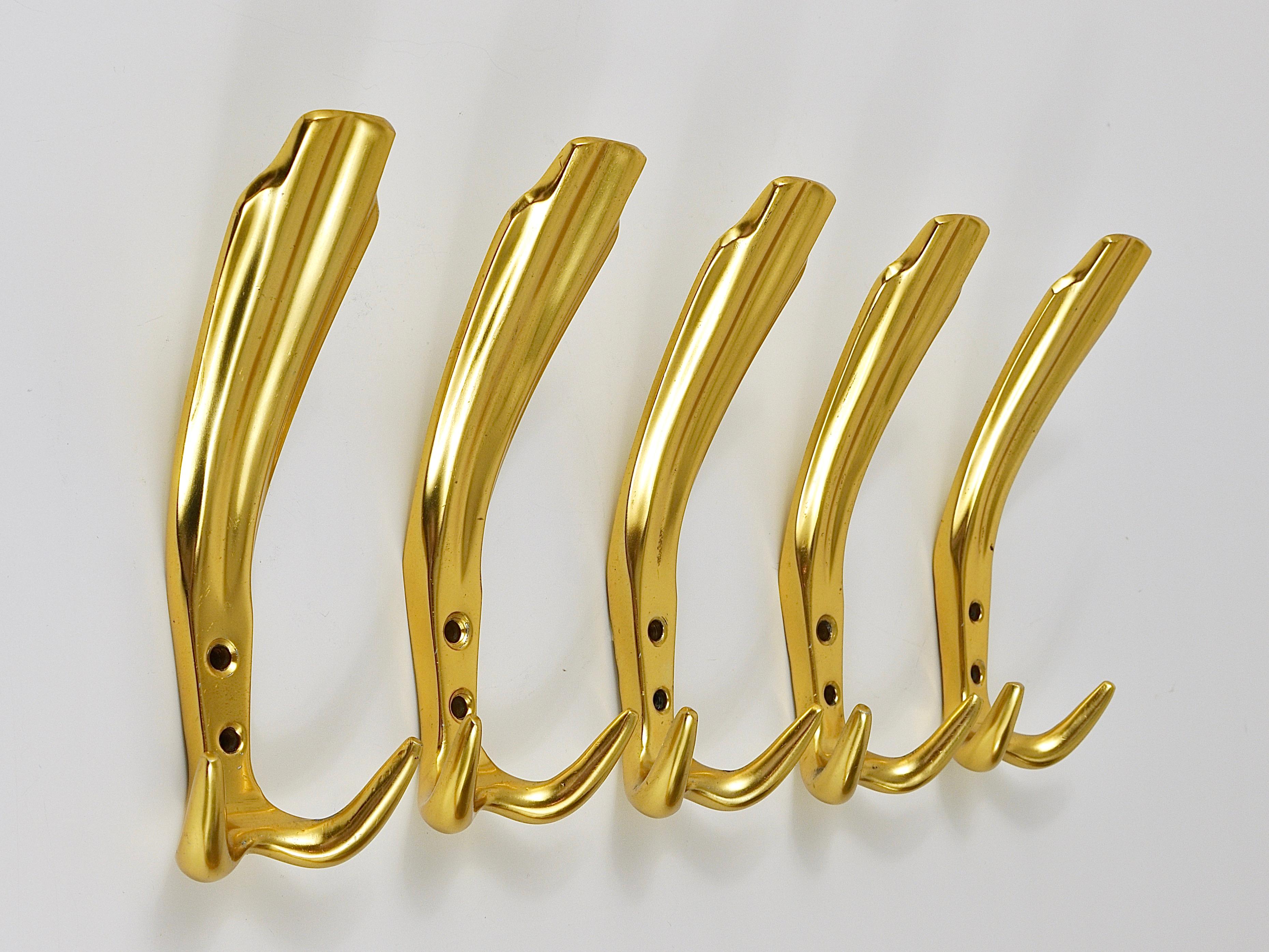 Up to Five Golden Hollywood Regency Wall Coat Hooks, Italy, 1970s For Sale 4
