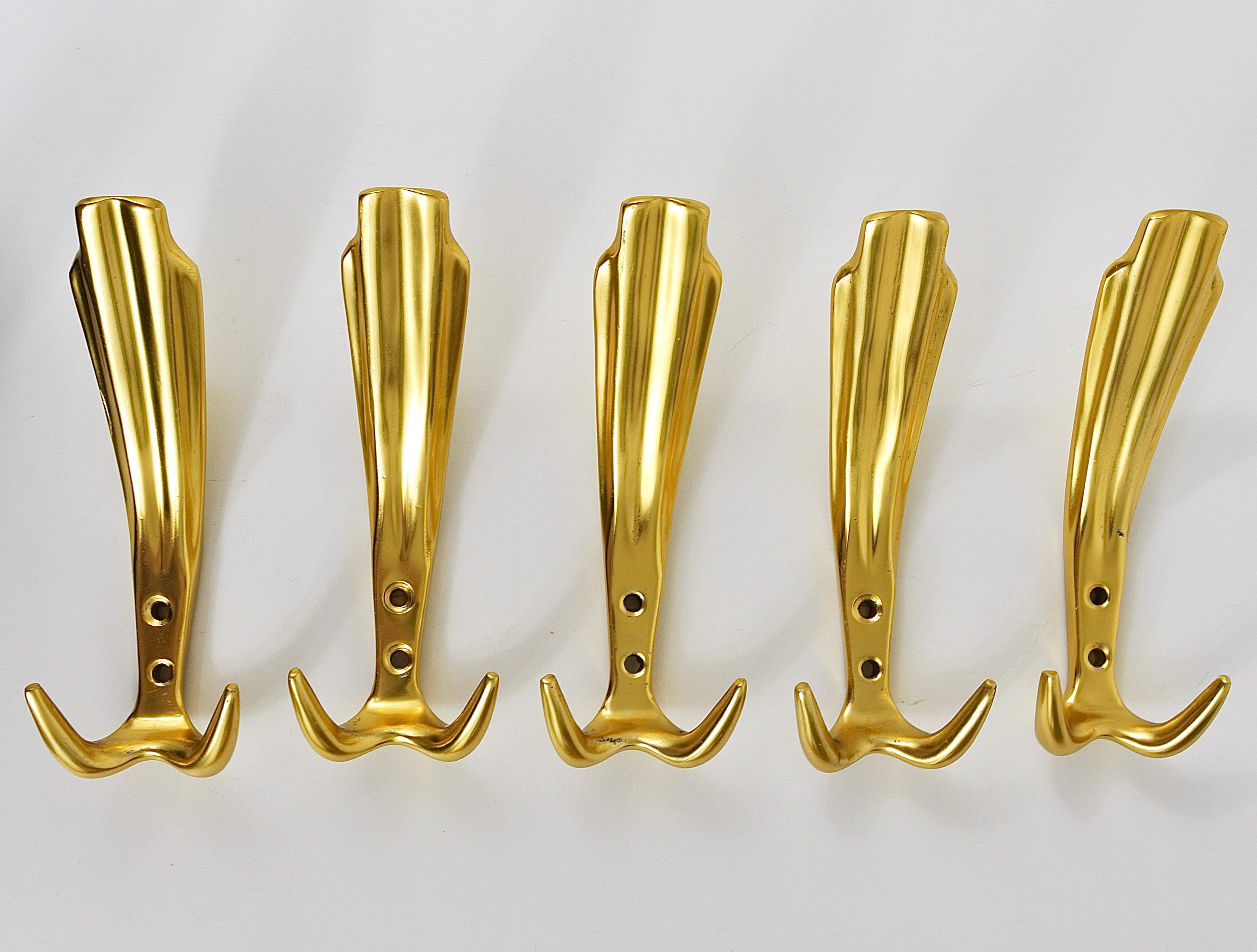 Up to Five Golden Hollywood Regency Wall Coat Hooks, Italy, 1970s For Sale 5