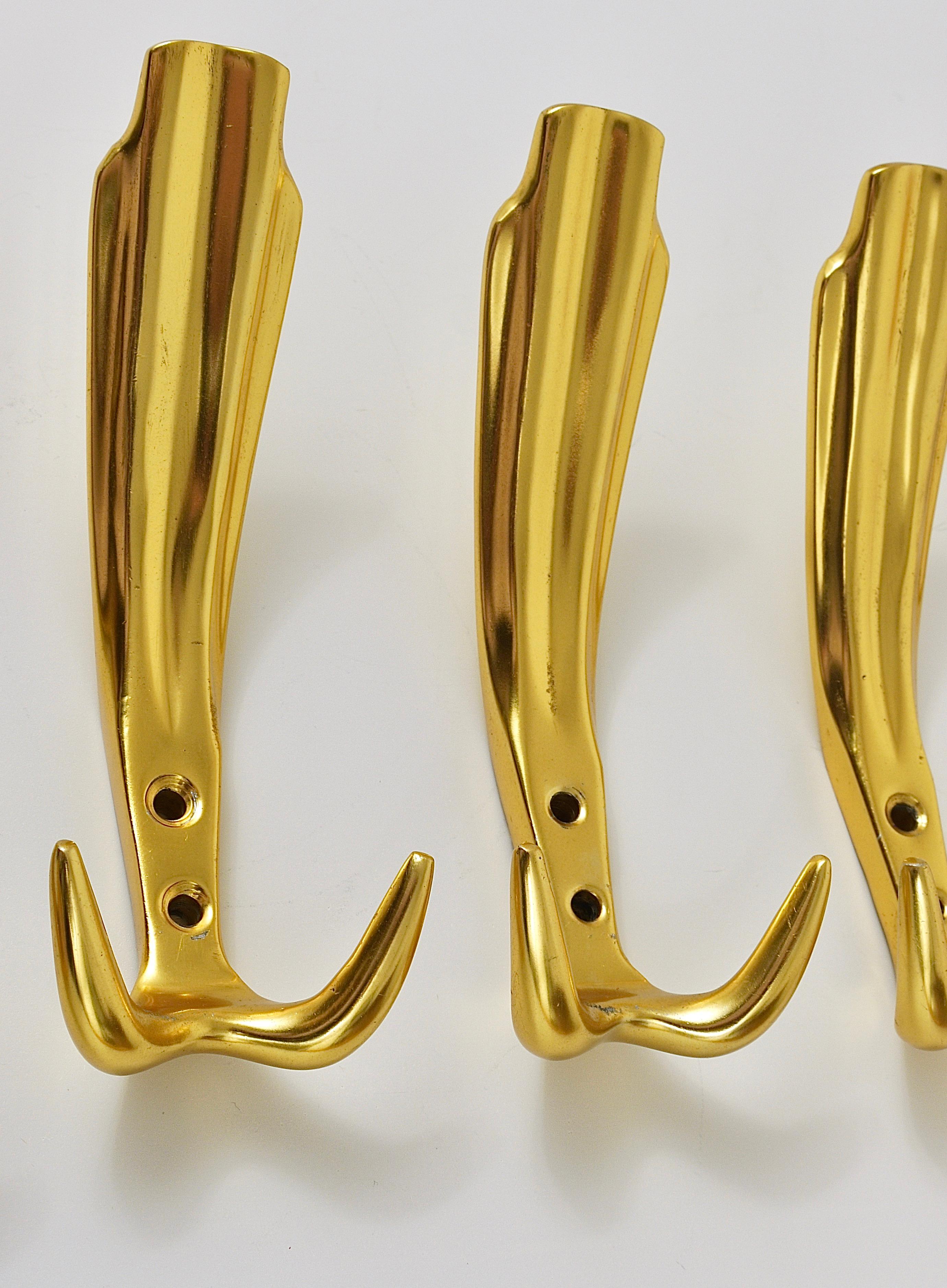 Up to Five Golden Hollywood Regency Wall Coat Hooks, Italy, 1970s For Sale 7