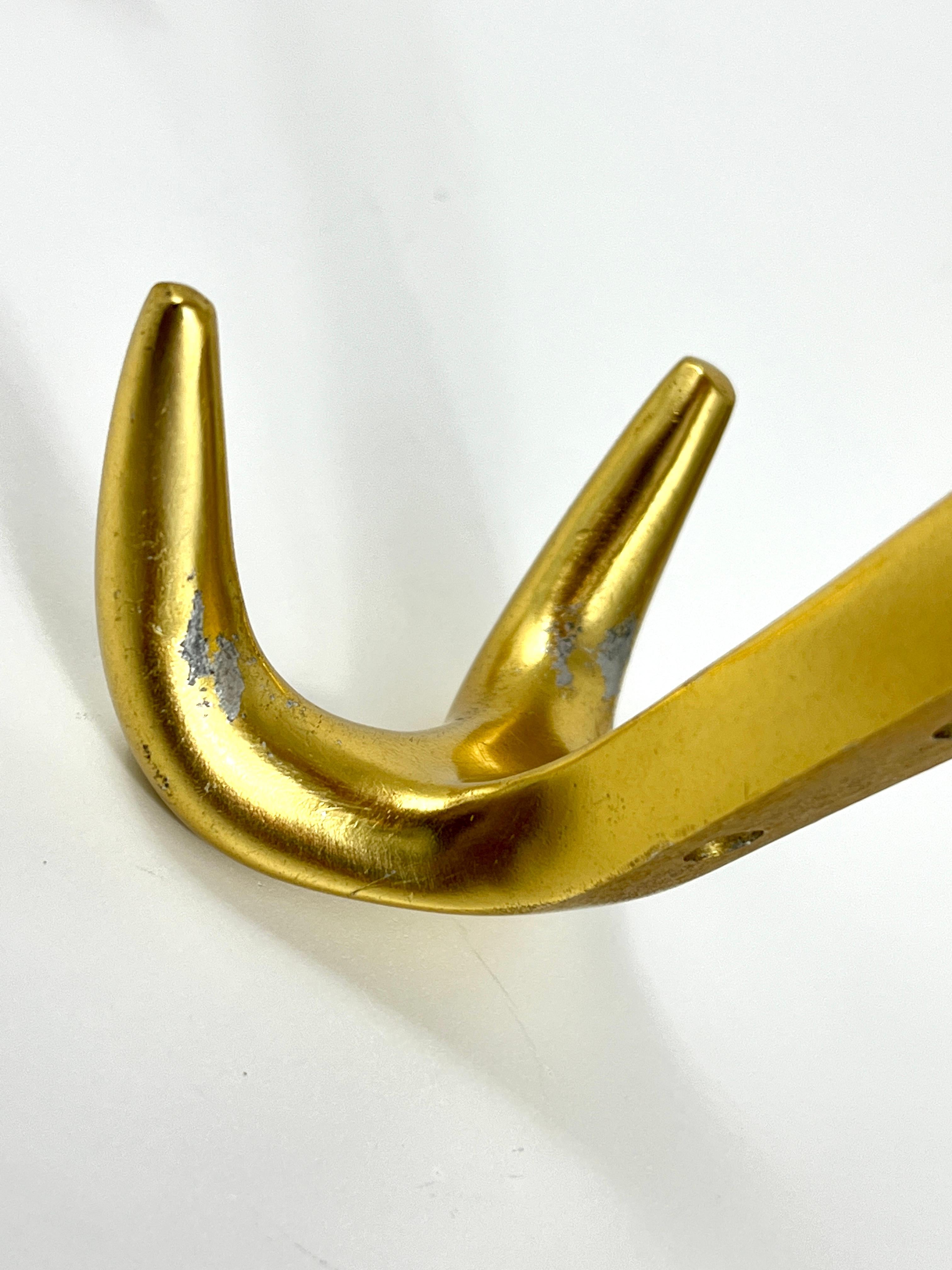 Up to Five Golden Hollywood Regency Wall Coat Hooks, Italy, 1970s For Sale 8