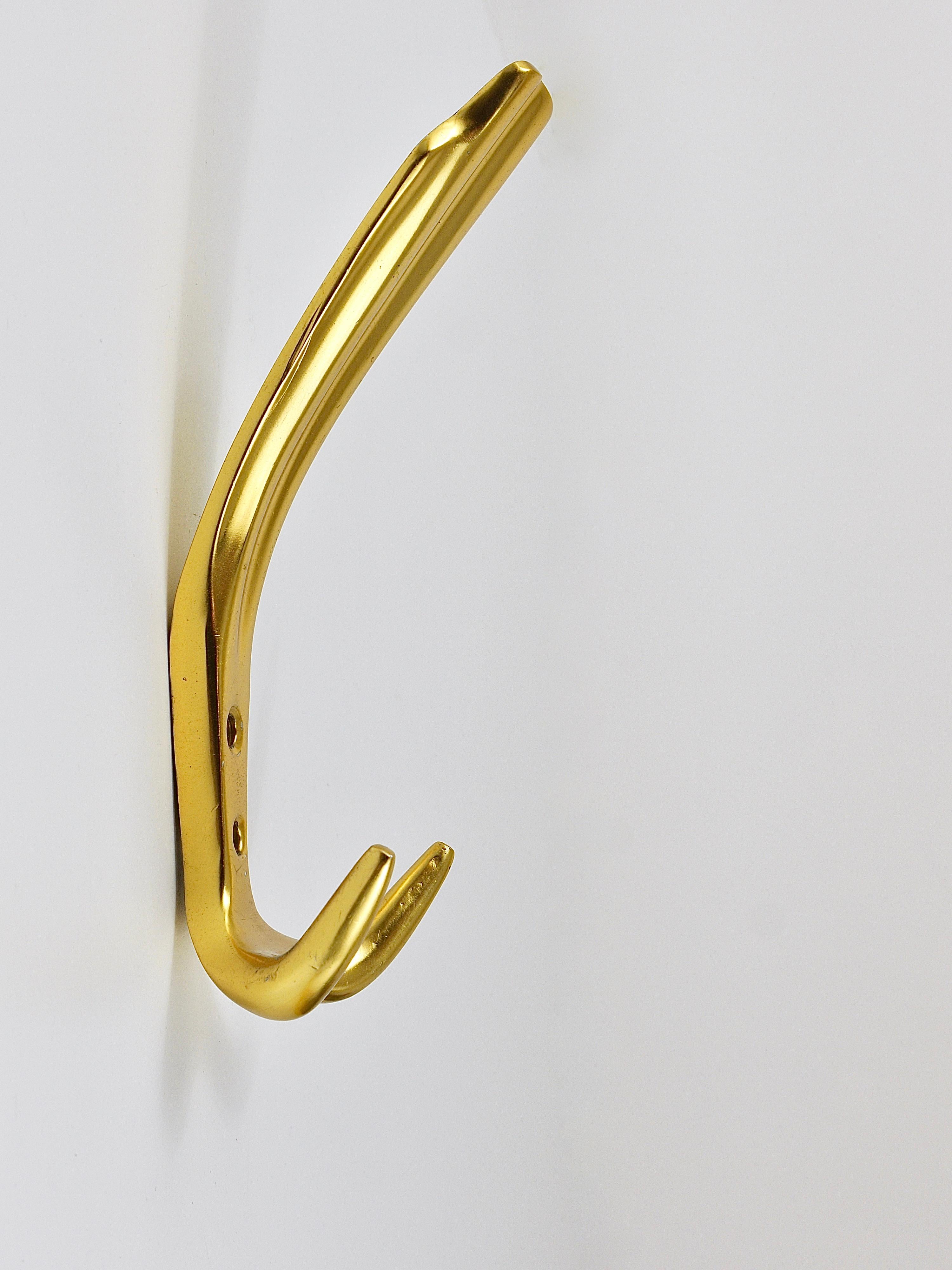 Late 20th Century Up to Five Golden Hollywood Regency Wall Coat Hooks, Italy, 1970s For Sale