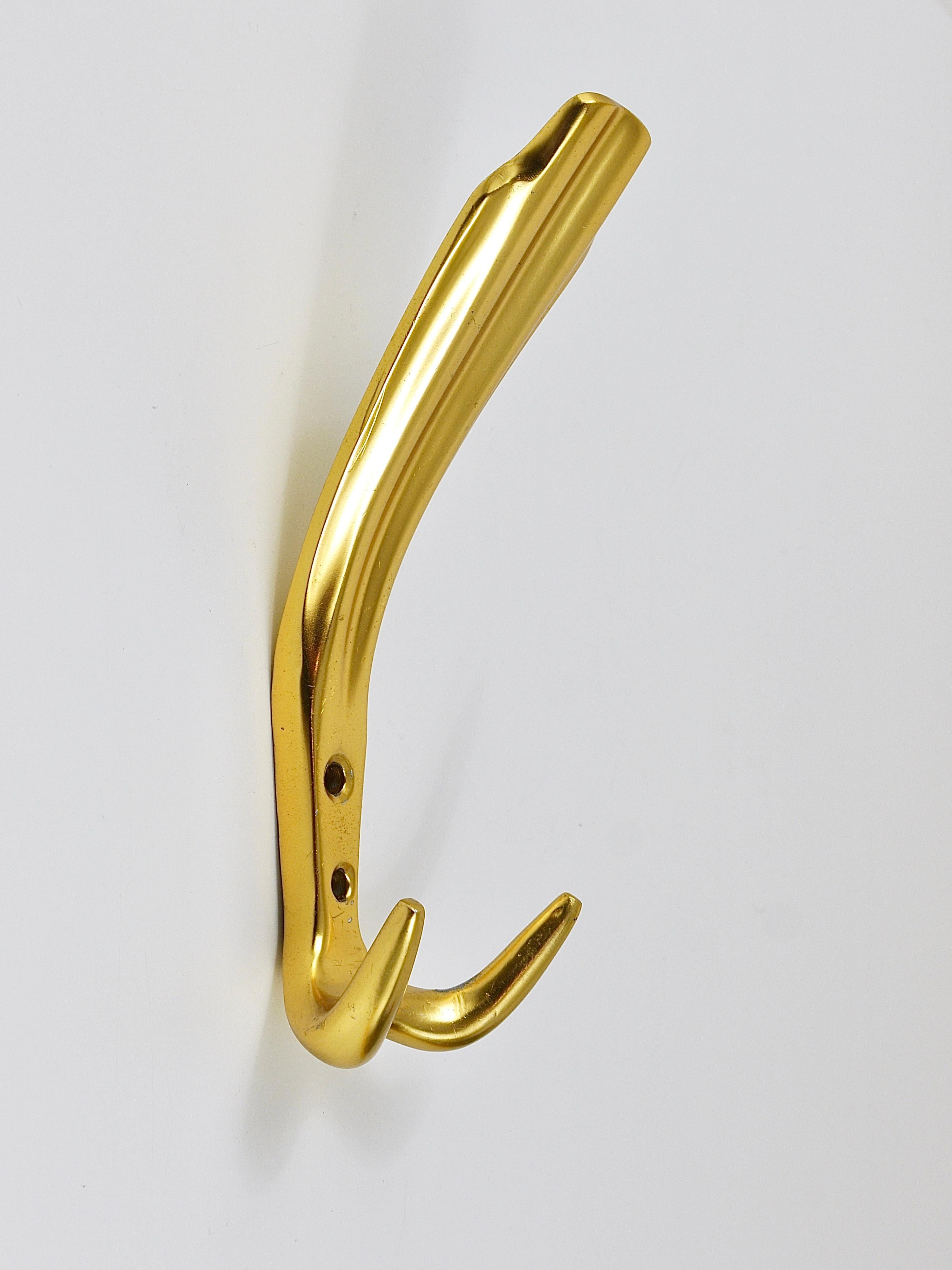 Aluminum Up to Five Golden Hollywood Regency Wall Coat Hooks, Italy, 1970s For Sale