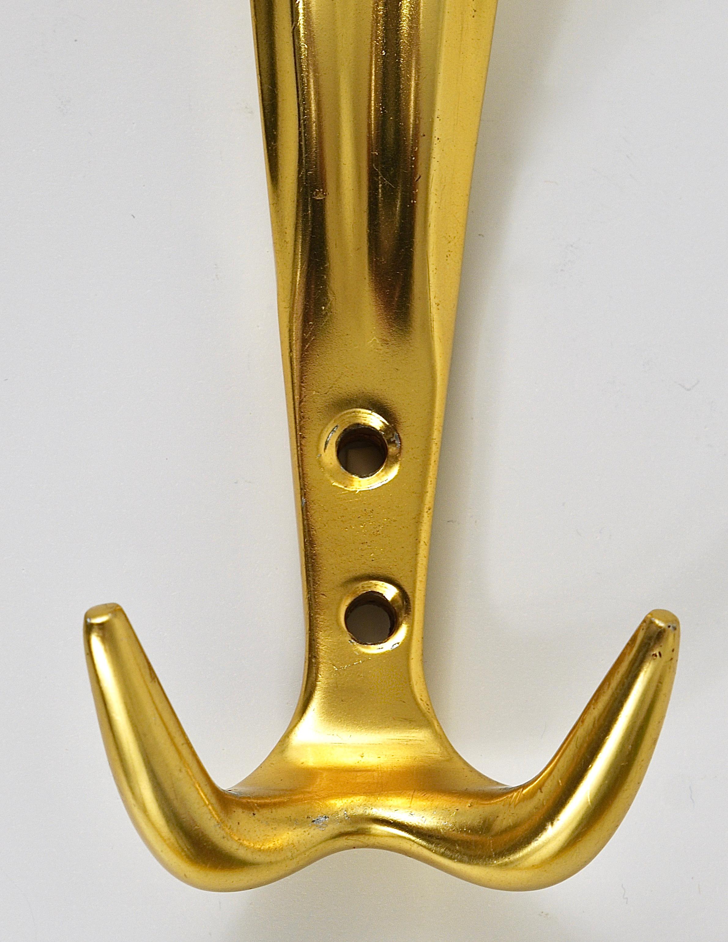Up to Five Golden Hollywood Regency Wall Coat Hooks, Italy, 1970s For Sale 2