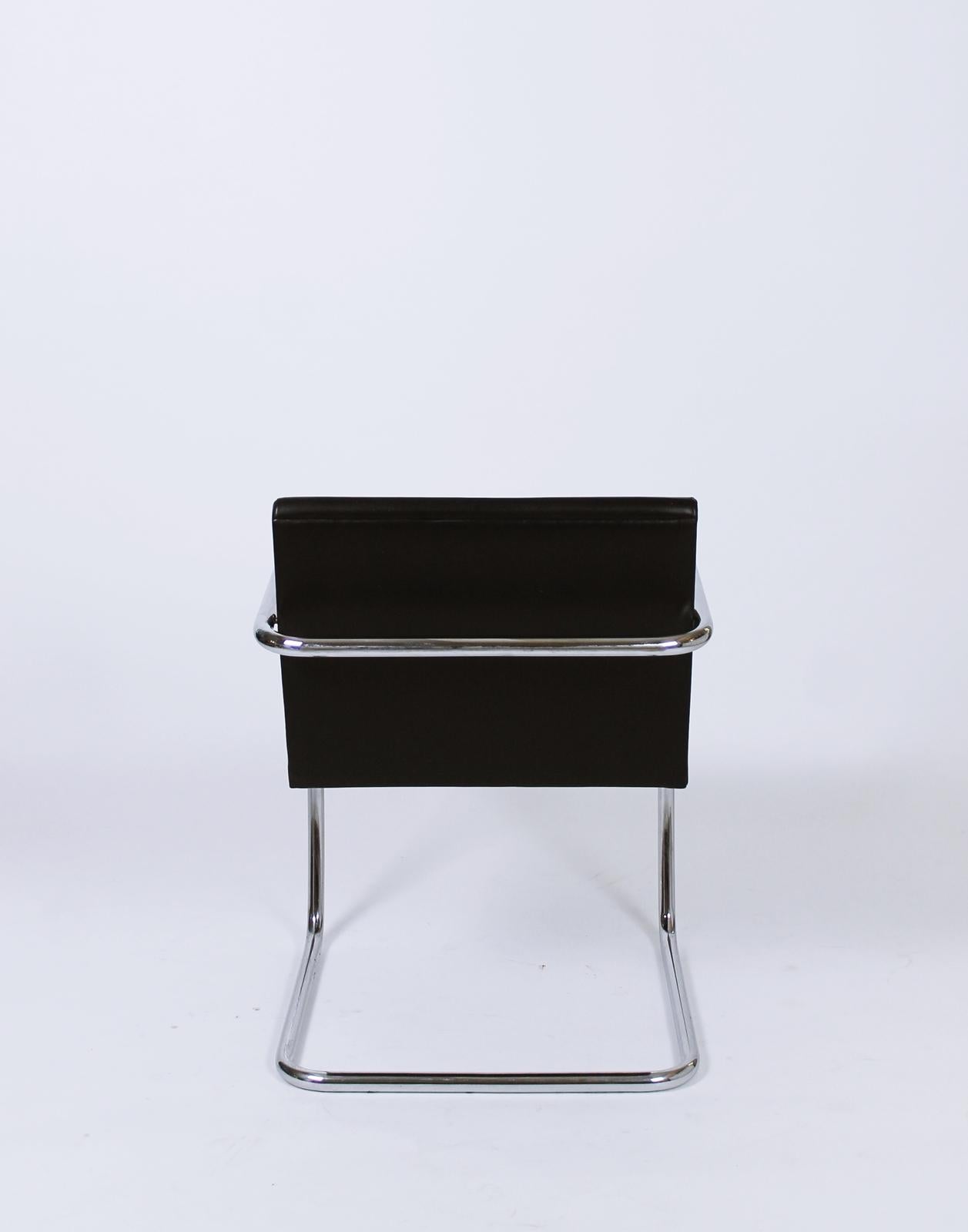 Mid-Century Modern  Vintage Thin Pad Tubular Brno Chair by Ludwig Mies van der Rohe