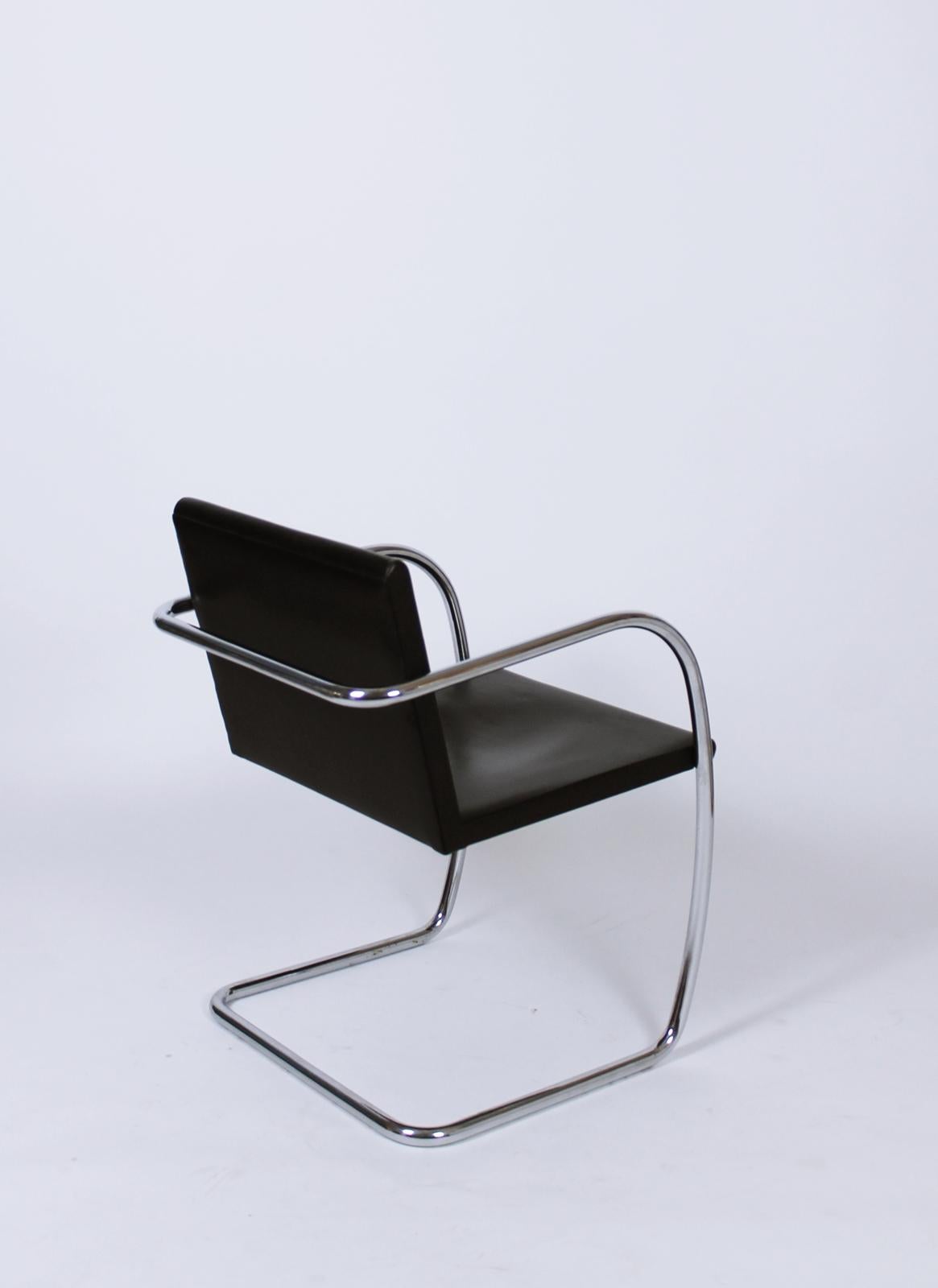 Italian  Vintage Thin Pad Tubular Brno Chair by Ludwig Mies van der Rohe