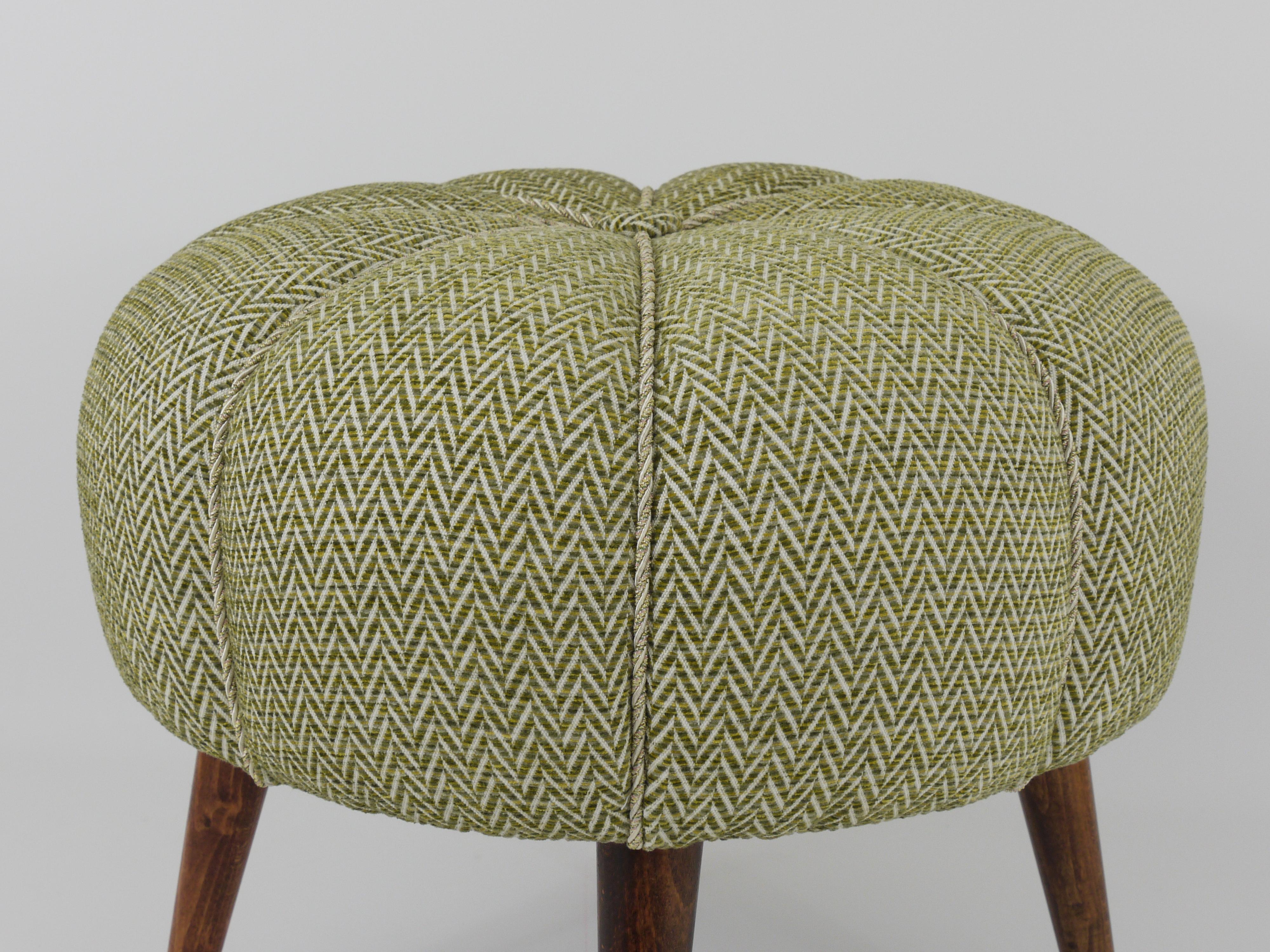 Up to Six Charming Zigzag Midcentury Stools, Pouf, Ottoman, Footstool, 1950s For Sale 4