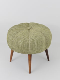 Up to Six Charming Zigzag Midcentury Stools, Pouf, Ottoman, Footstool, 1950s