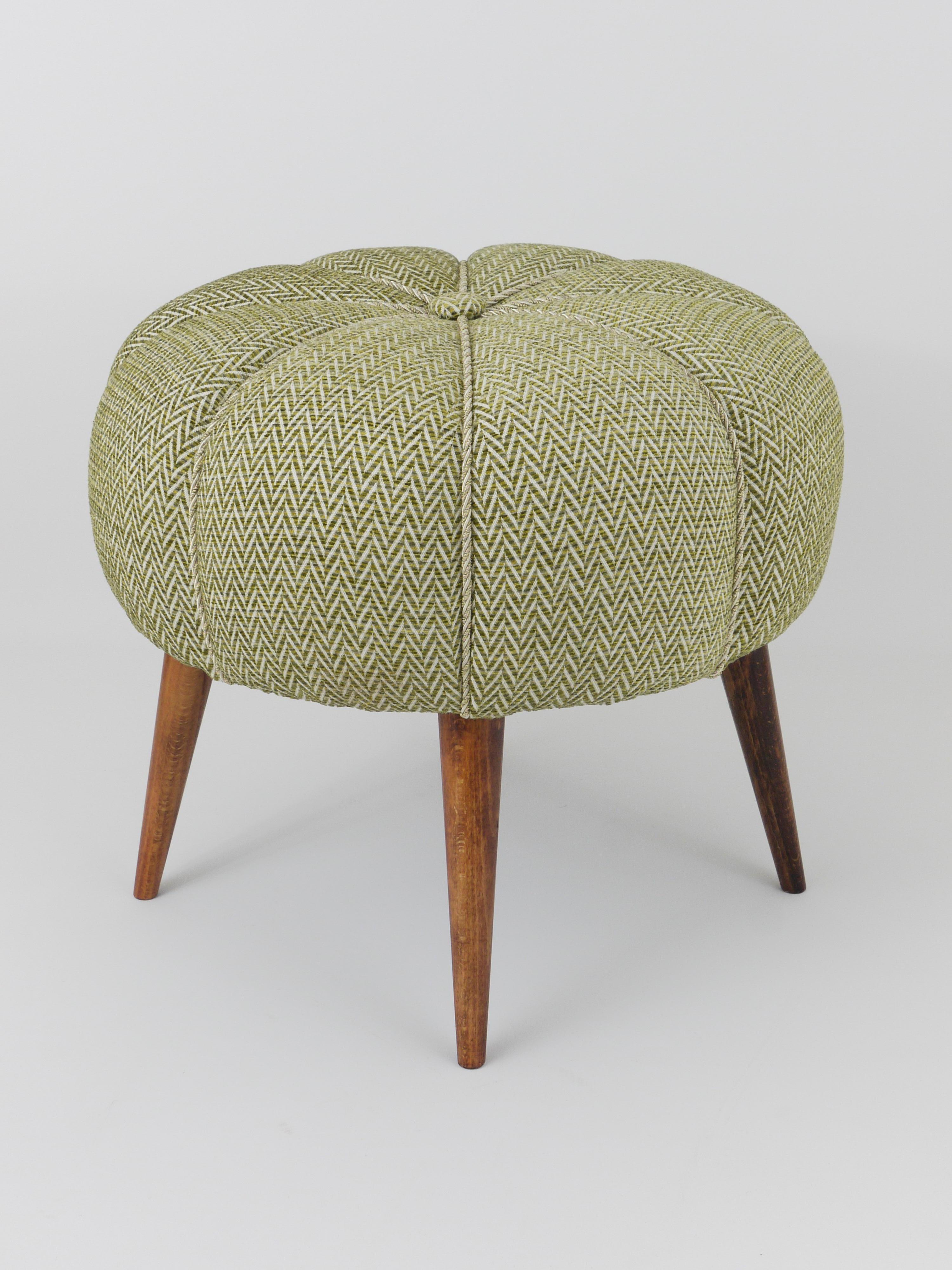 Austrian Up to Six Charming Zigzag Midcentury Stools, Pouf, Ottoman, Footstool, 1950s For Sale
