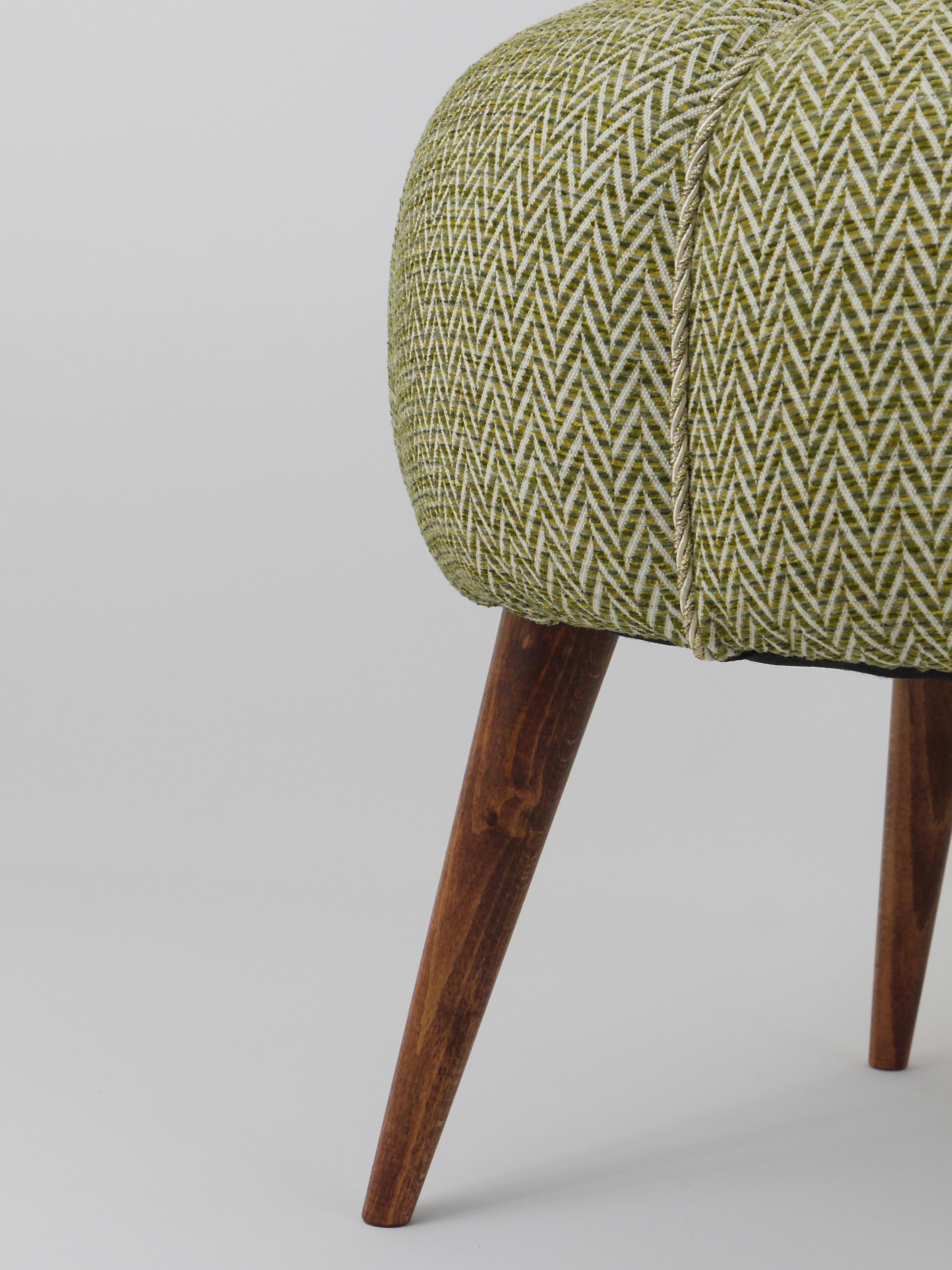 Up to Six Charming Zigzag Midcentury Stools, Pouf, Ottoman, Footstool, 1950s For Sale 1