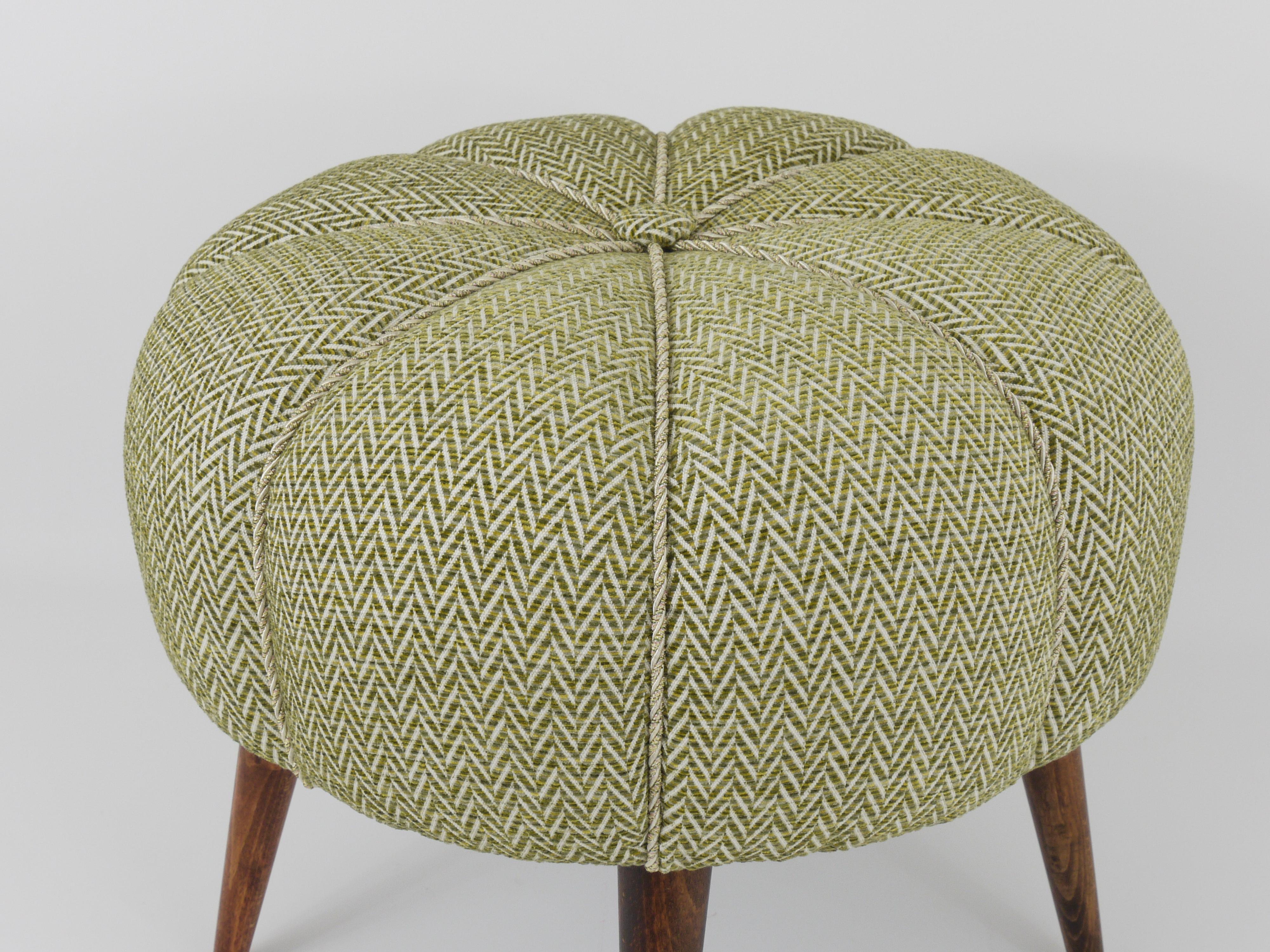 Up to Six Charming Zigzag Midcentury Stools, Pouf, Ottoman, Footstool, 1950s For Sale 2