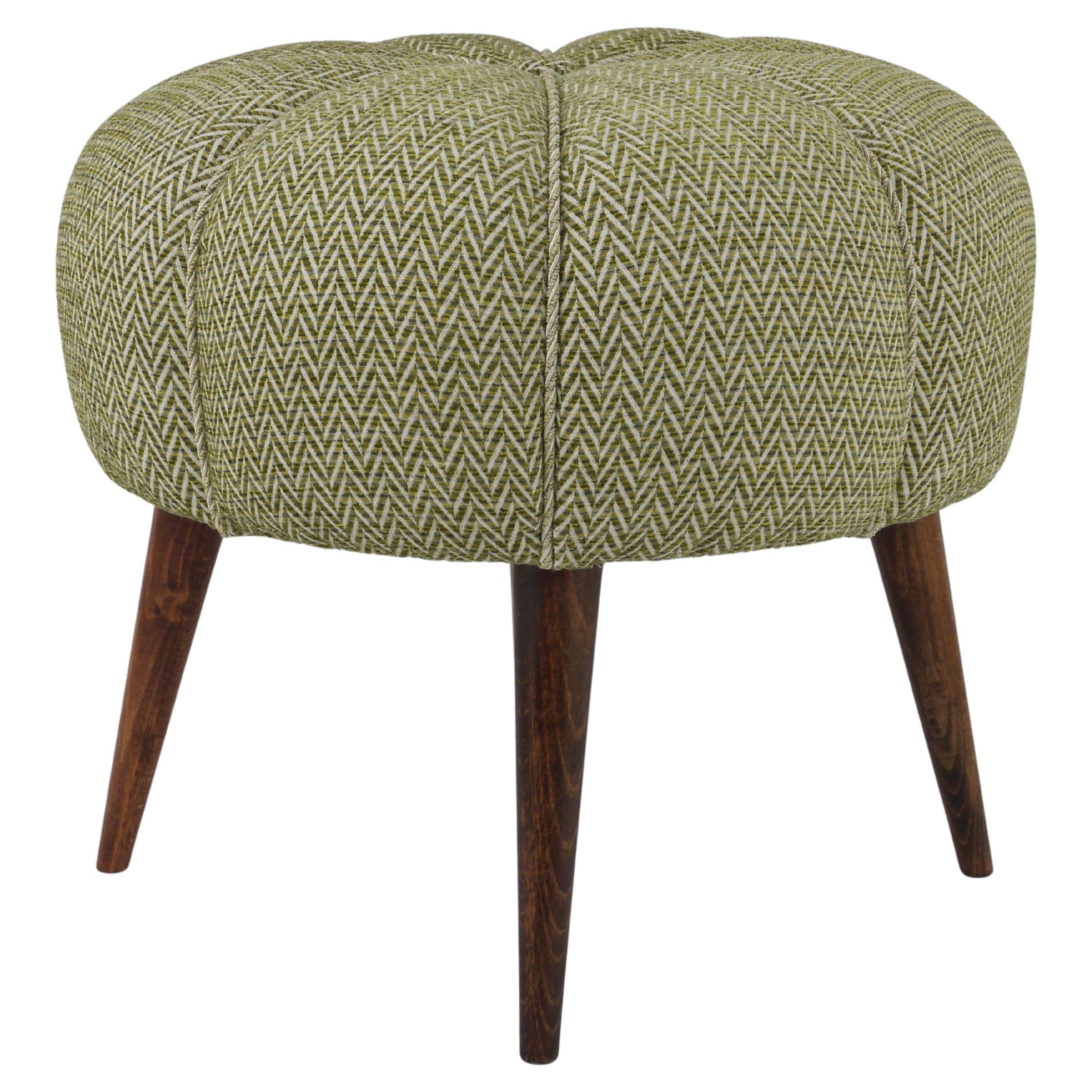 Up to Six Charming Zigzag Midcentury Stools, Pouf, Ottoman, Footstool, 1950s For Sale