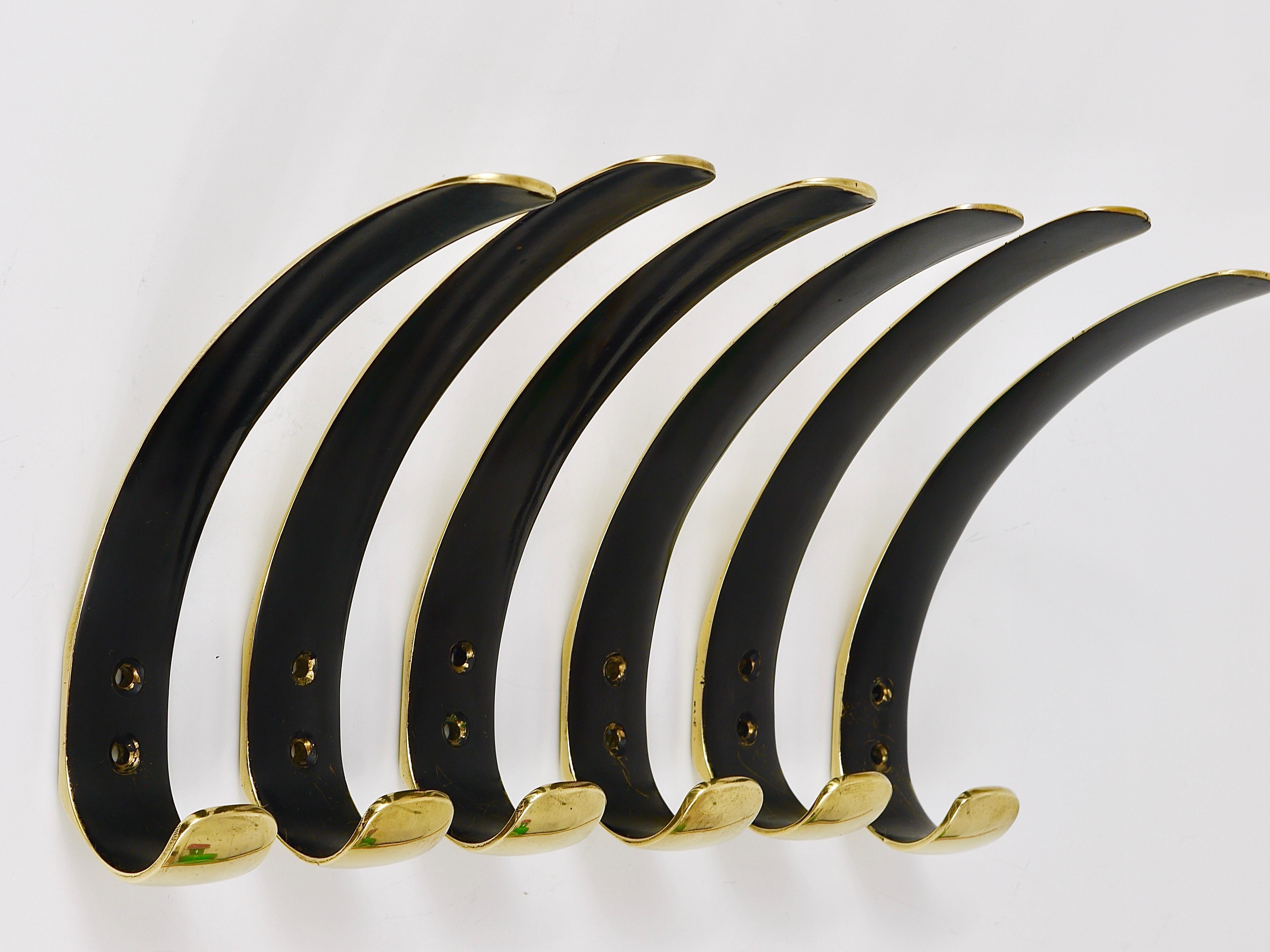 Up to Six Mid-Century Brass Wall Coat Hooks by Herta Baller, Austria, 1950s For Sale 7