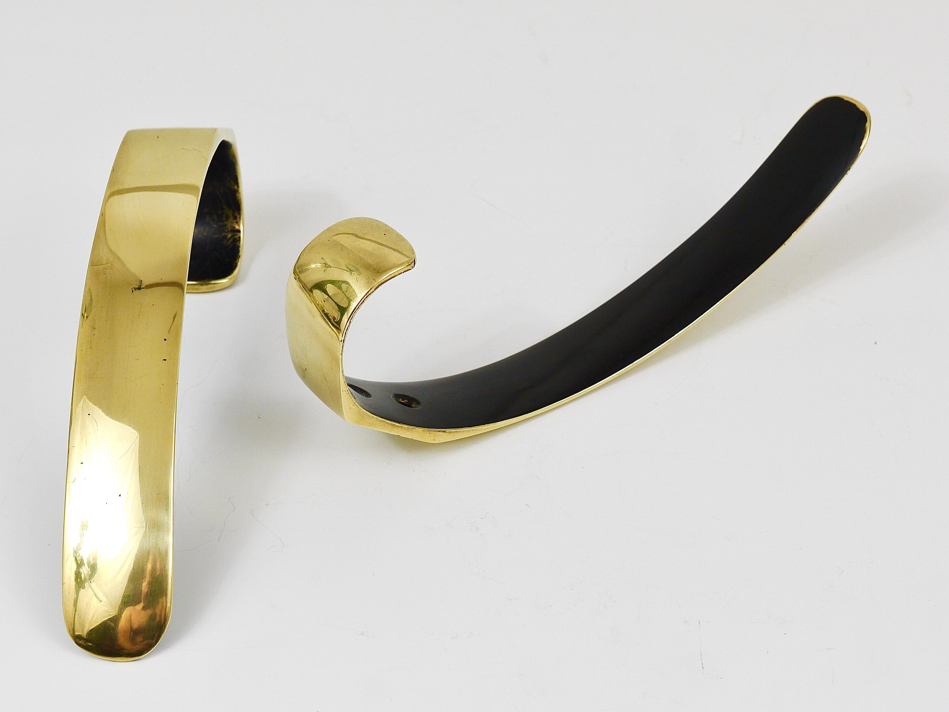20th Century Up to Six Mid-Century Brass Wall Coat Hooks by Herta Baller, Austria, 1950s For Sale