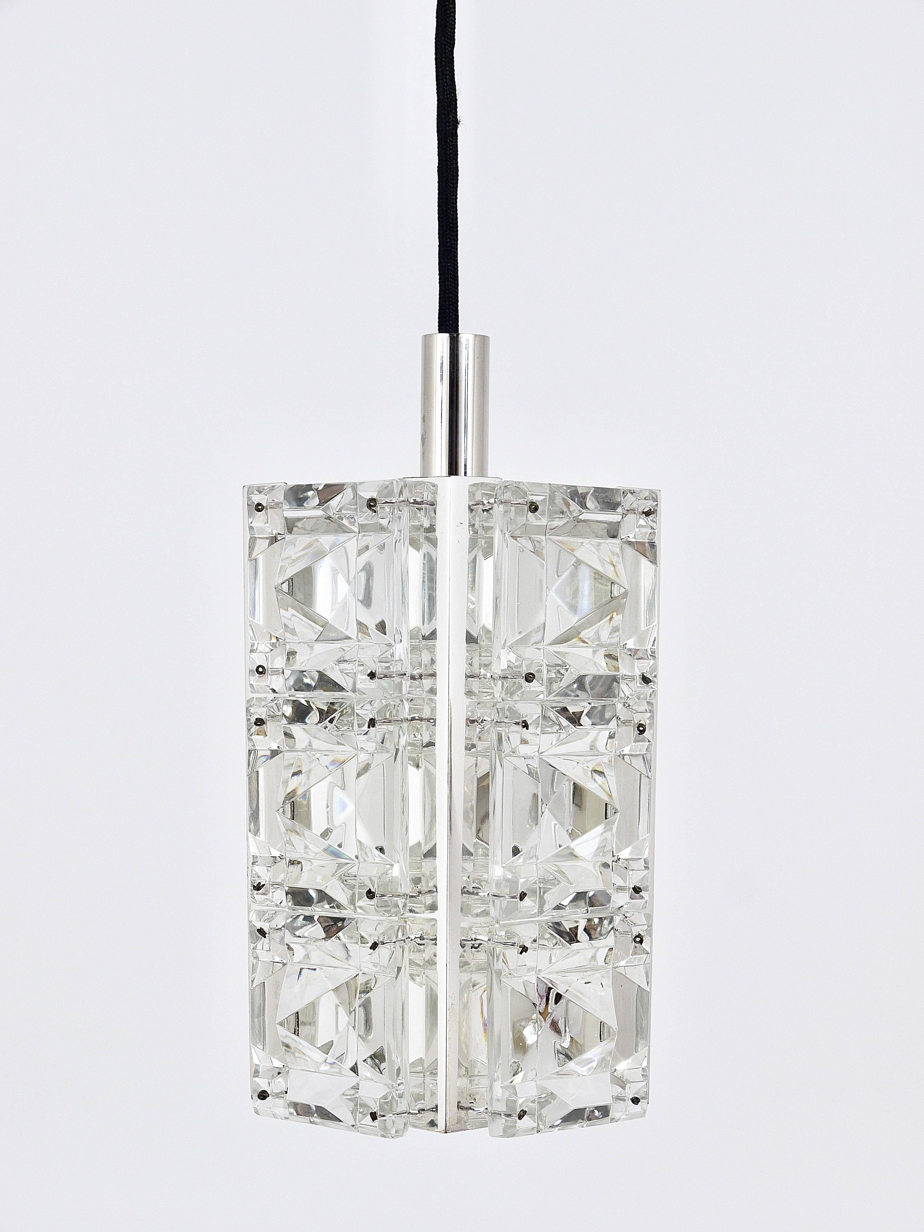 Up to Three Identical Bakalowits Faceted Crystal Pendant Lamps, Austria, 1960s For Sale 5