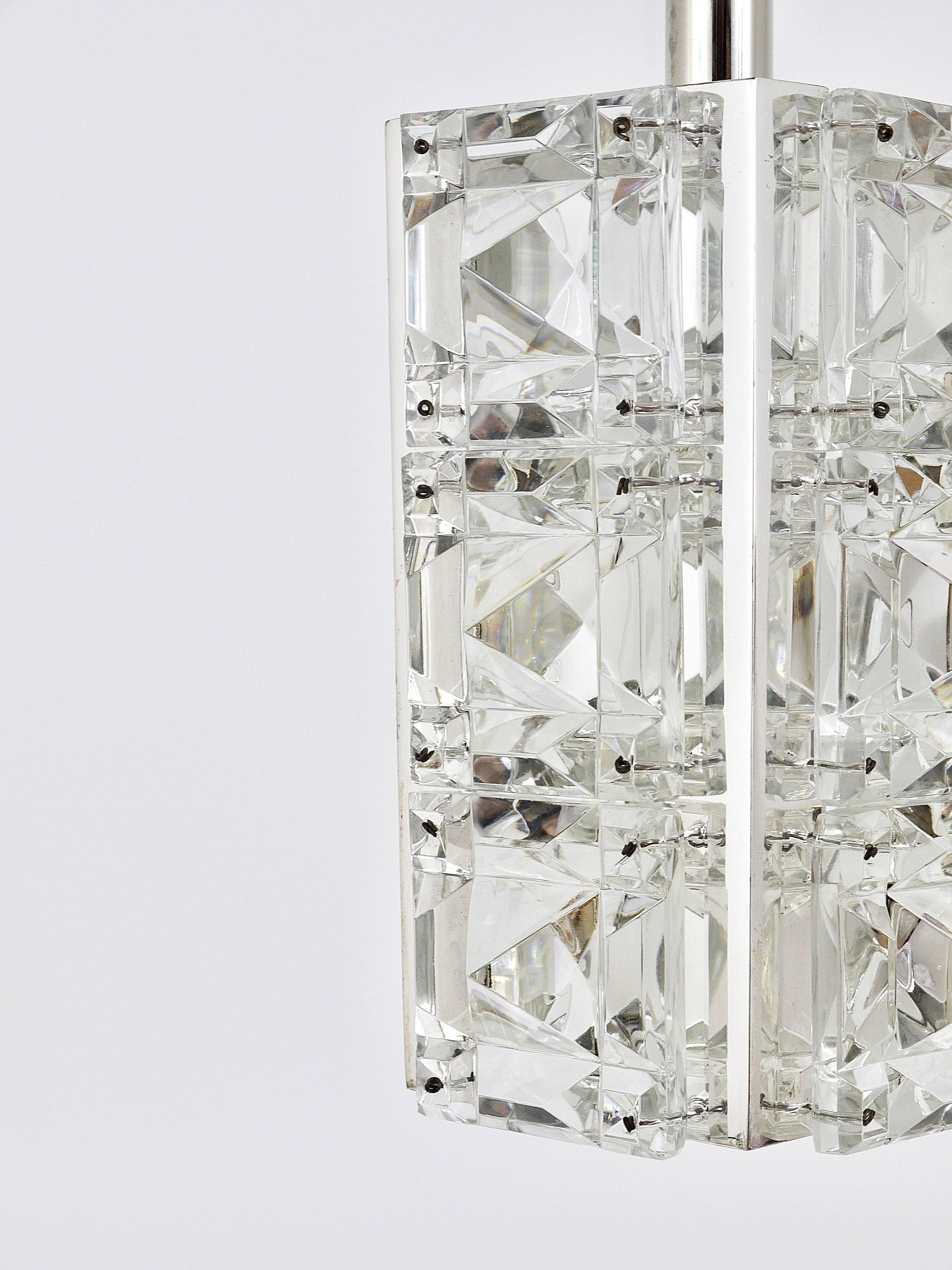 Up to Three Identical Bakalowits Faceted Crystal Pendant Lamps, Austria, 1960s For Sale 7