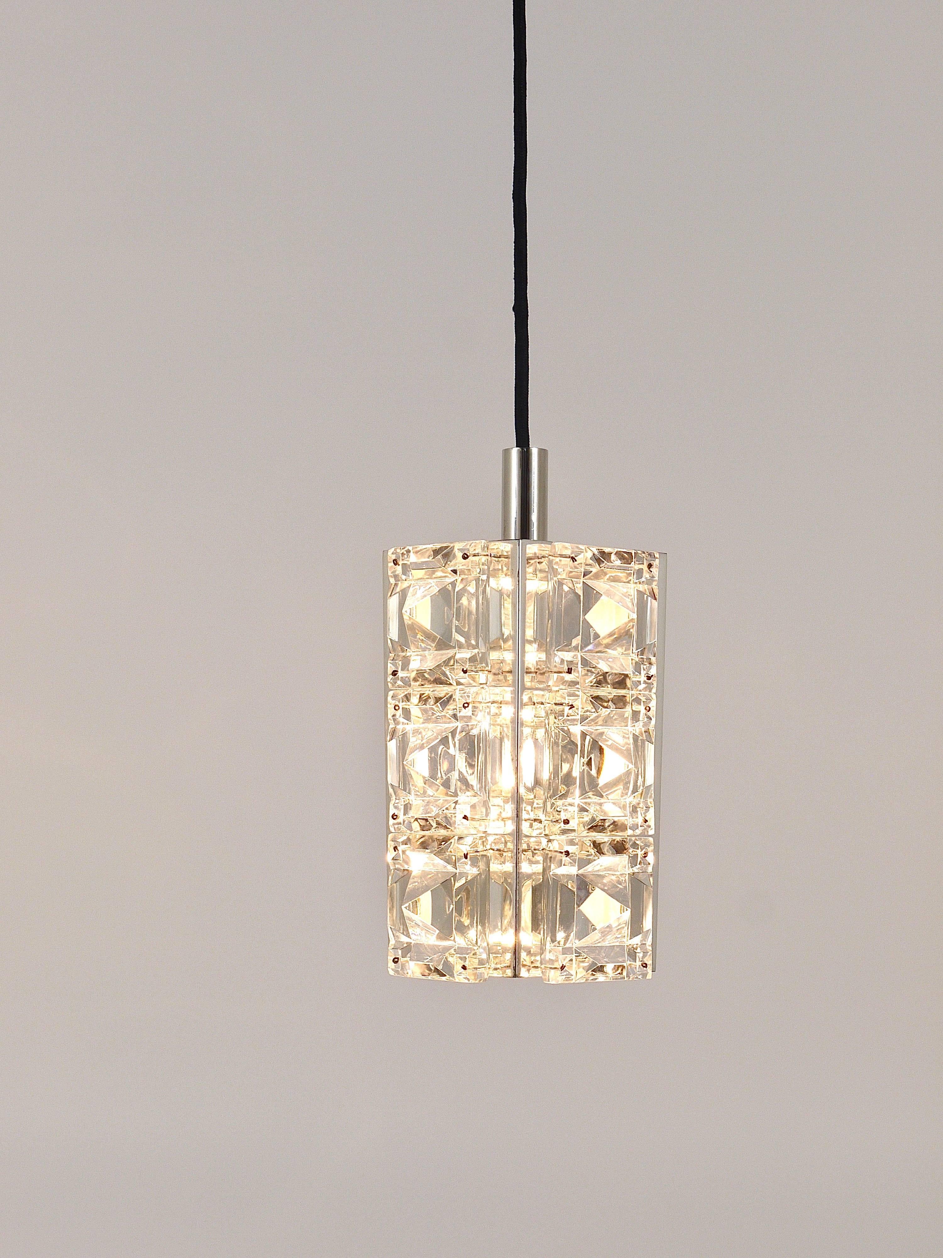 Up to Three Identical Bakalowits Faceted Crystal Pendant Lamps, Austria, 1960s For Sale 8