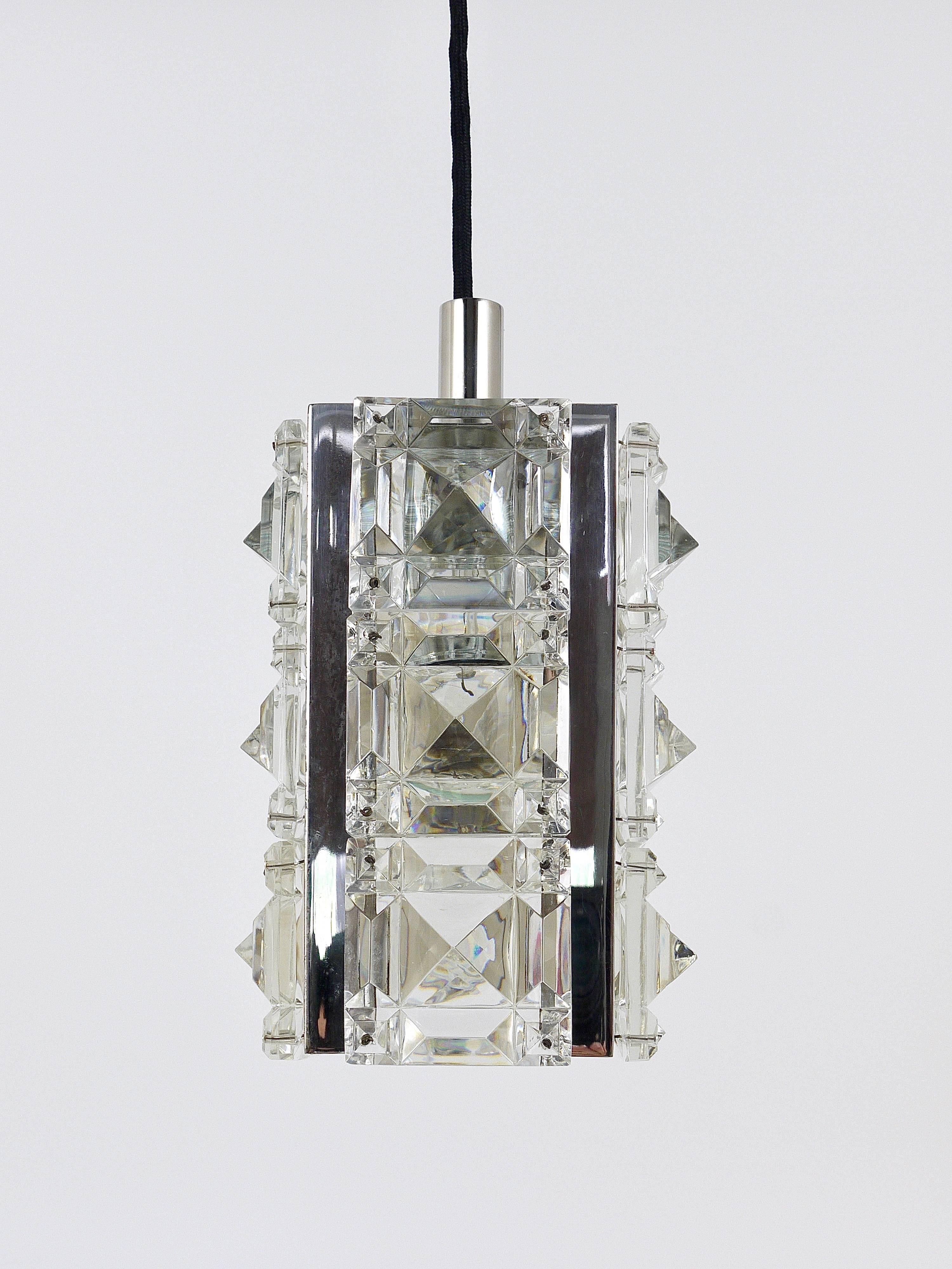 Up to Three Identical Bakalowits Faceted Crystal Pendant Lamps, Austria, 1960s For Sale 9