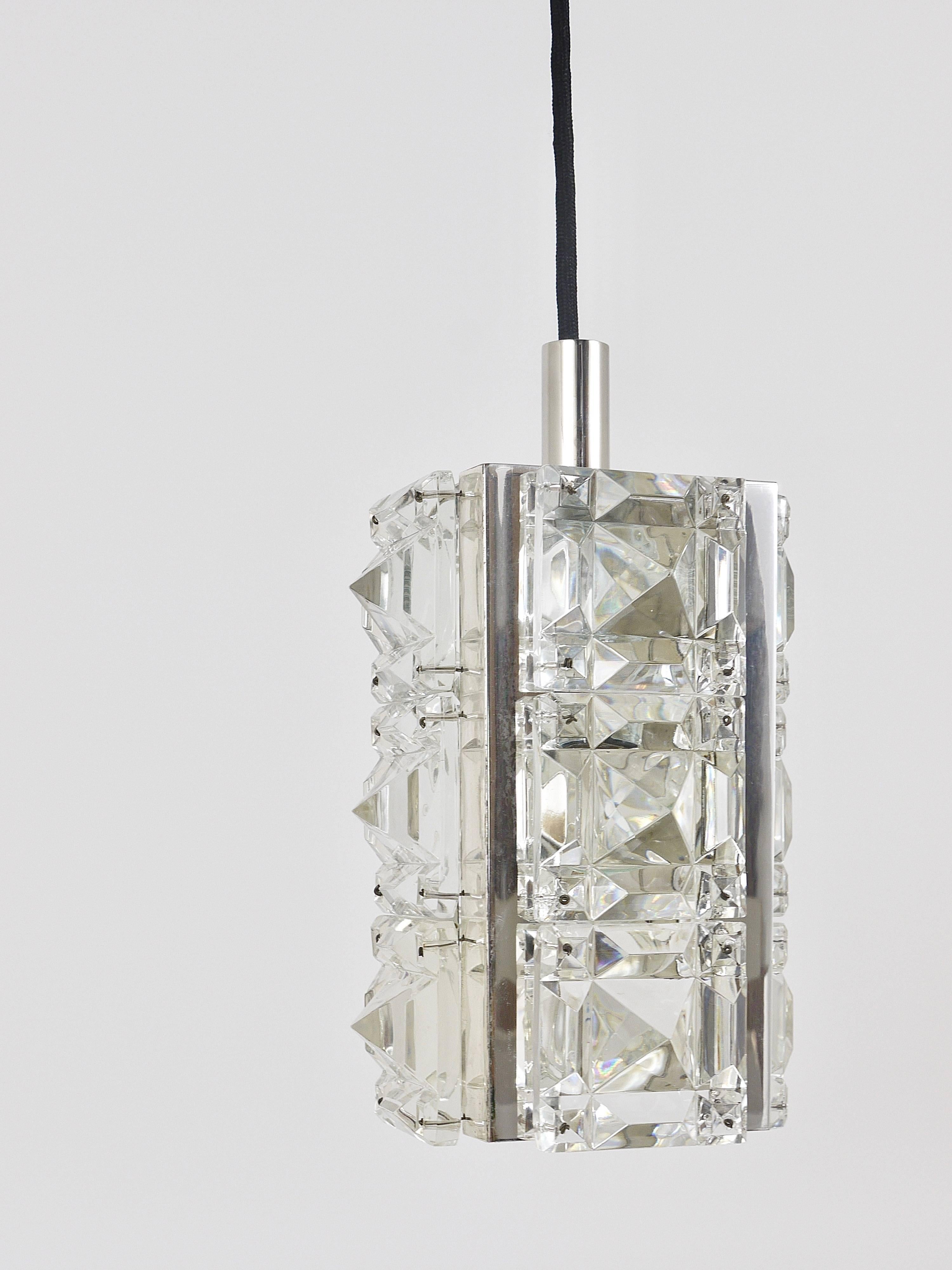 Up to Three Identical Bakalowits Faceted Crystal Pendant Lamps, Austria, 1960s For Sale 10