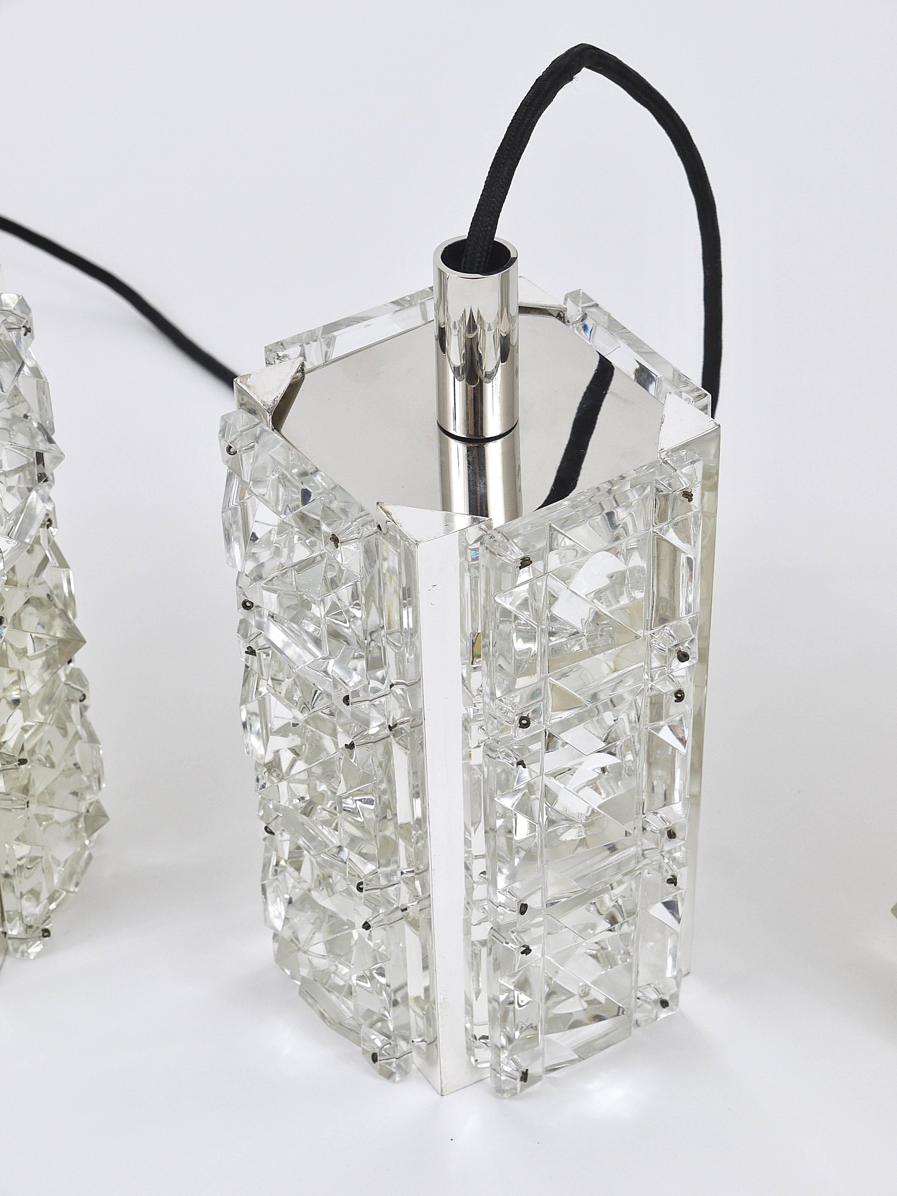 Up to Three Identical Bakalowits Faceted Crystal Pendant Lamps, Austria, 1960s For Sale 14