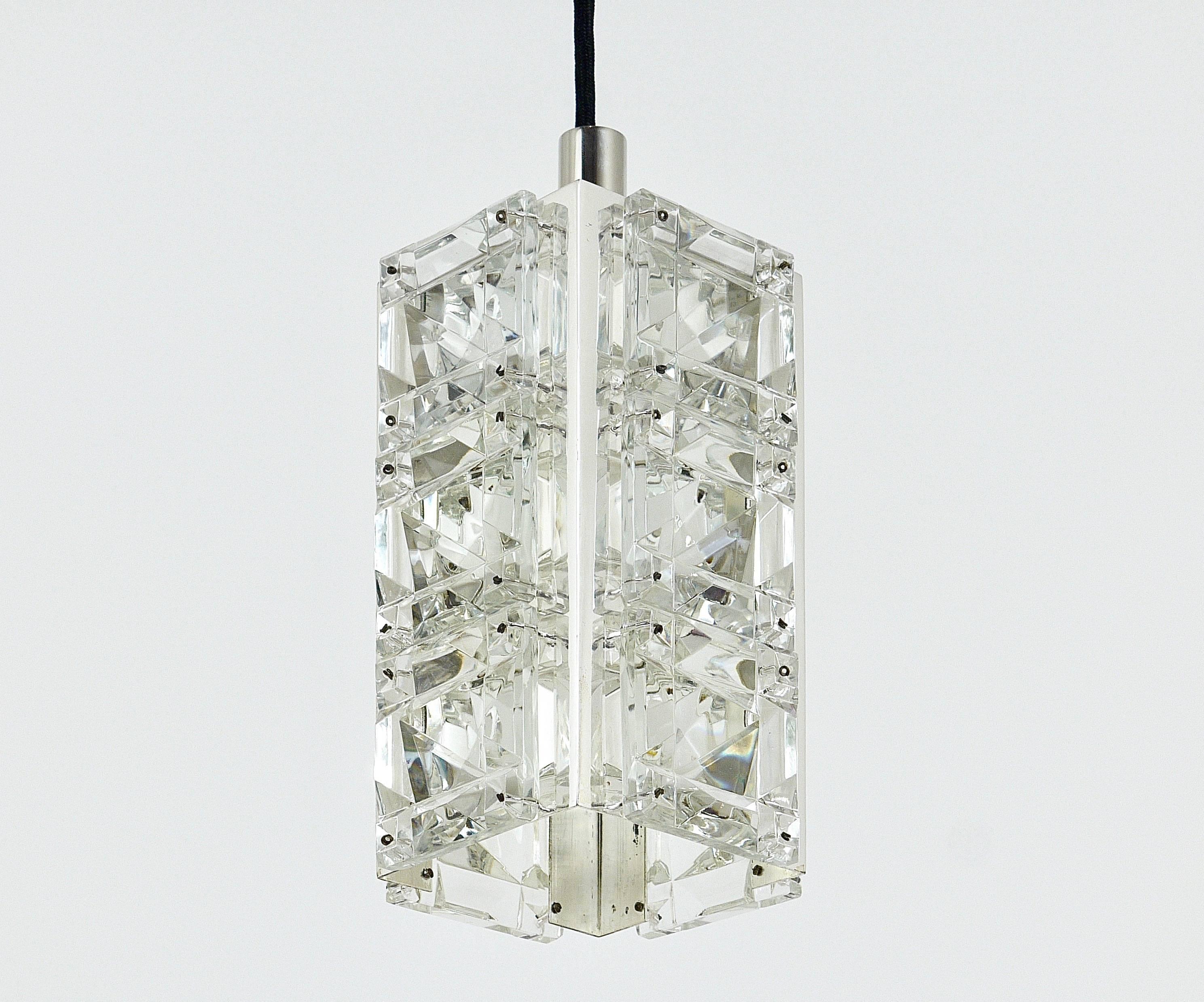 Mid-Century Modern Bakalowits Vienna, Up to Three Faceted Crystal Pendant Lamps, Austria, 1960s For Sale