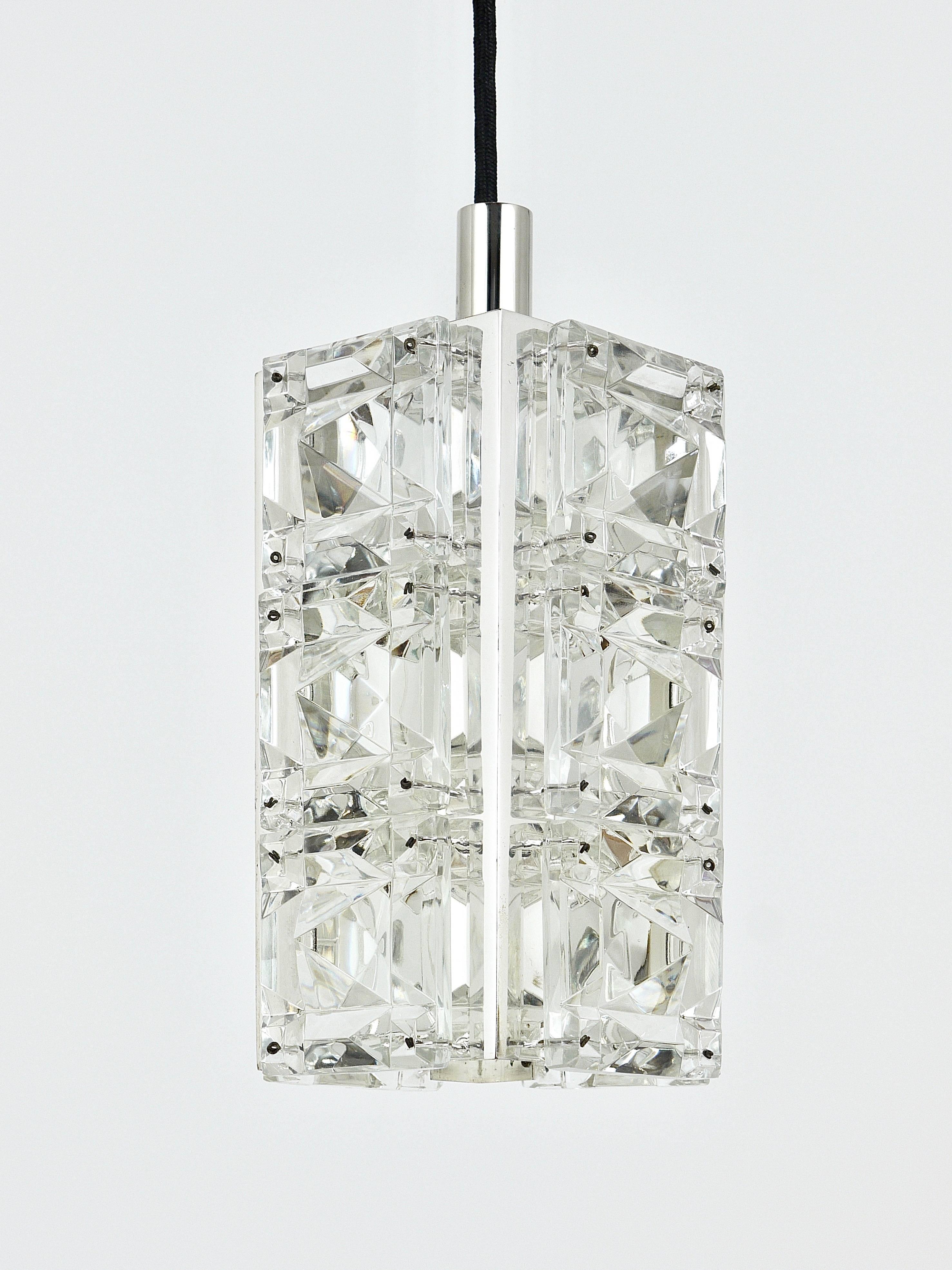 20th Century Up to Three Identical Bakalowits Faceted Crystal Pendant Lamps, Austria, 1960s For Sale