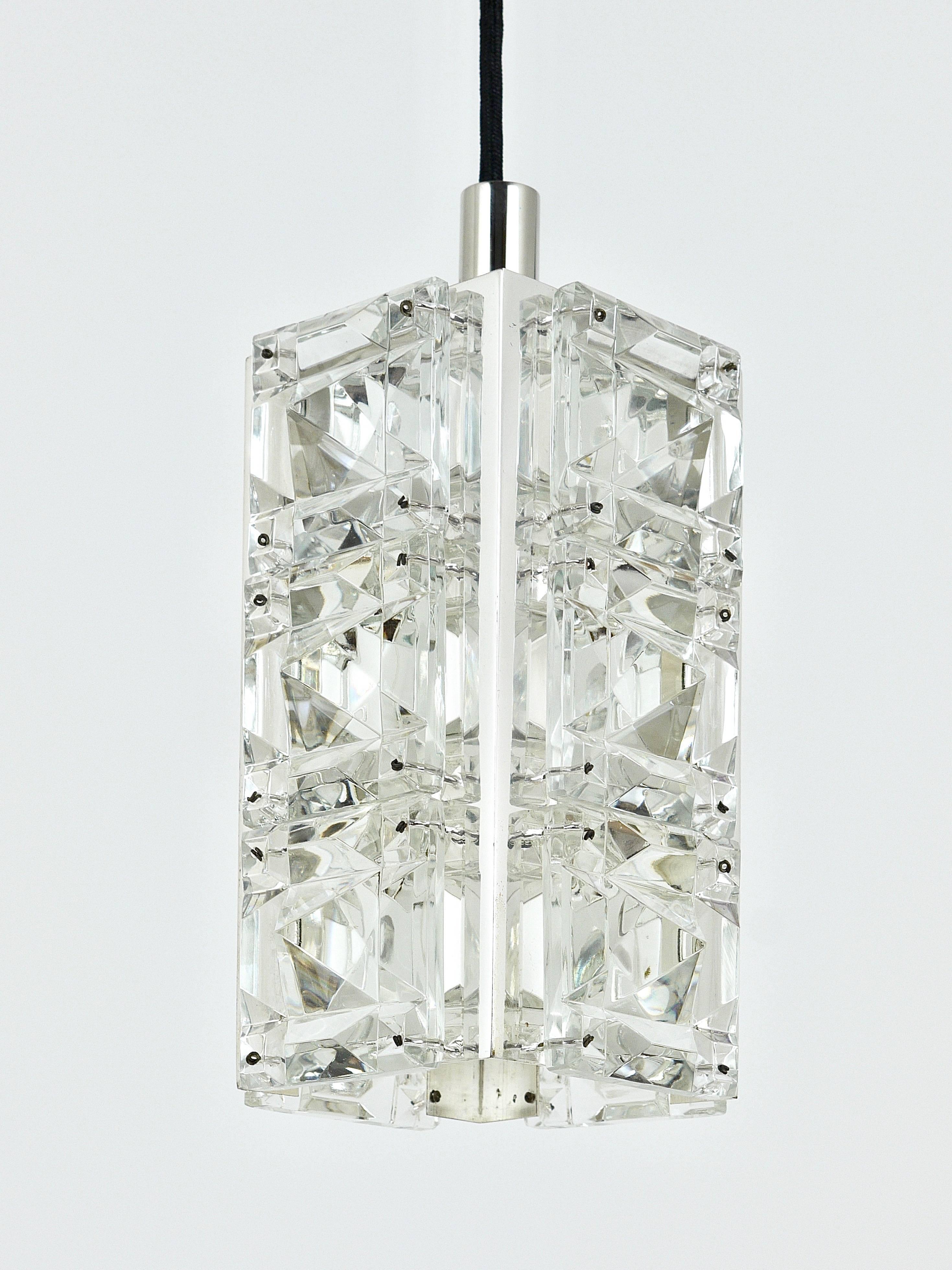 Up to Three Identical Bakalowits Faceted Crystal Pendant Lamps, Austria, 1960s For Sale 1