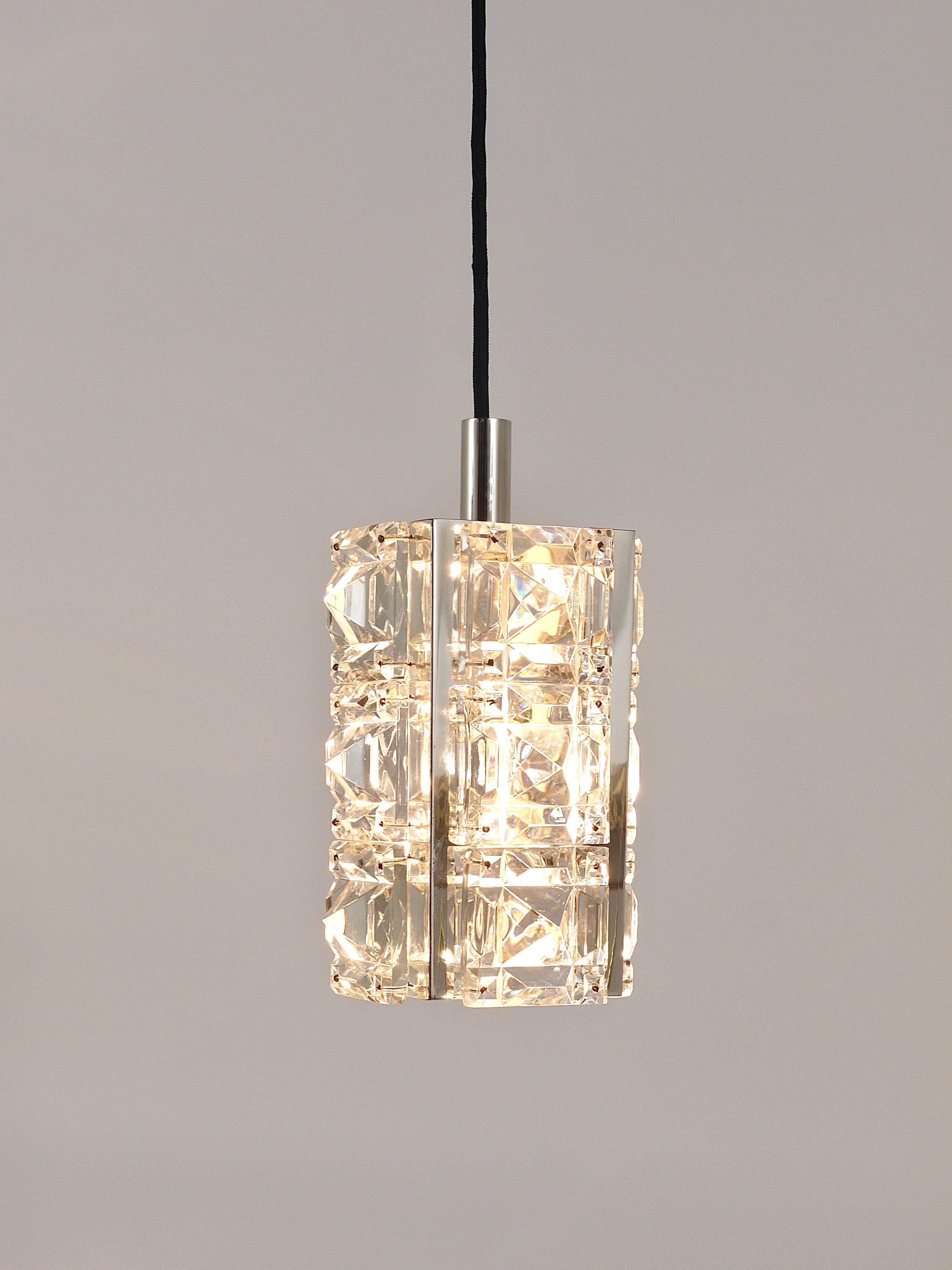 Up to Three Identical Bakalowits Faceted Crystal Pendant Lamps, Austria, 1960s For Sale 2